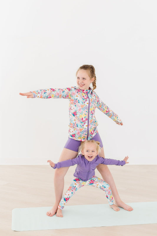 Playful Purple Full-Zip Ruffle Active Jacket - Back View