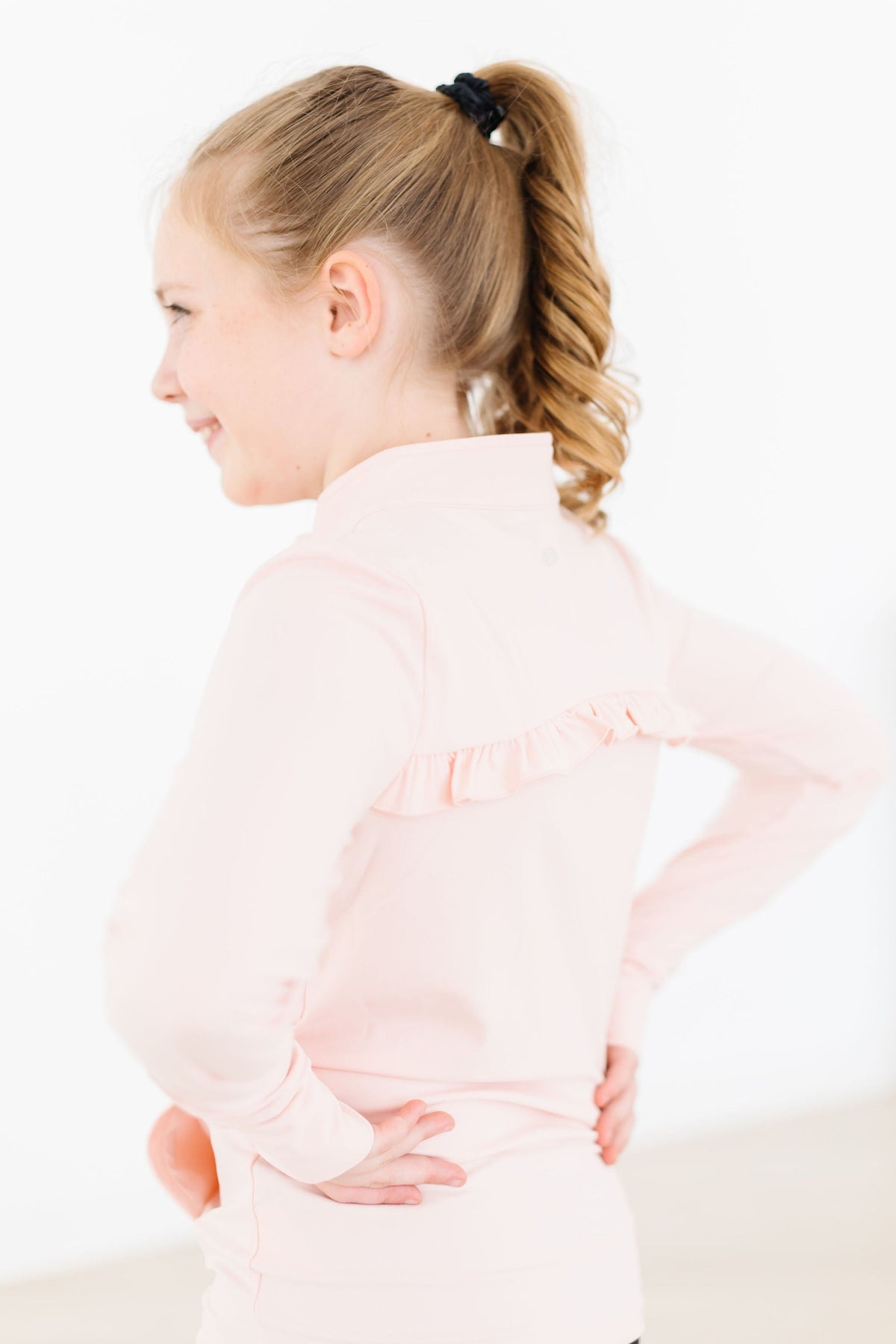 Zen Pink Full-Zip Ruffle Active Jacket - Back View