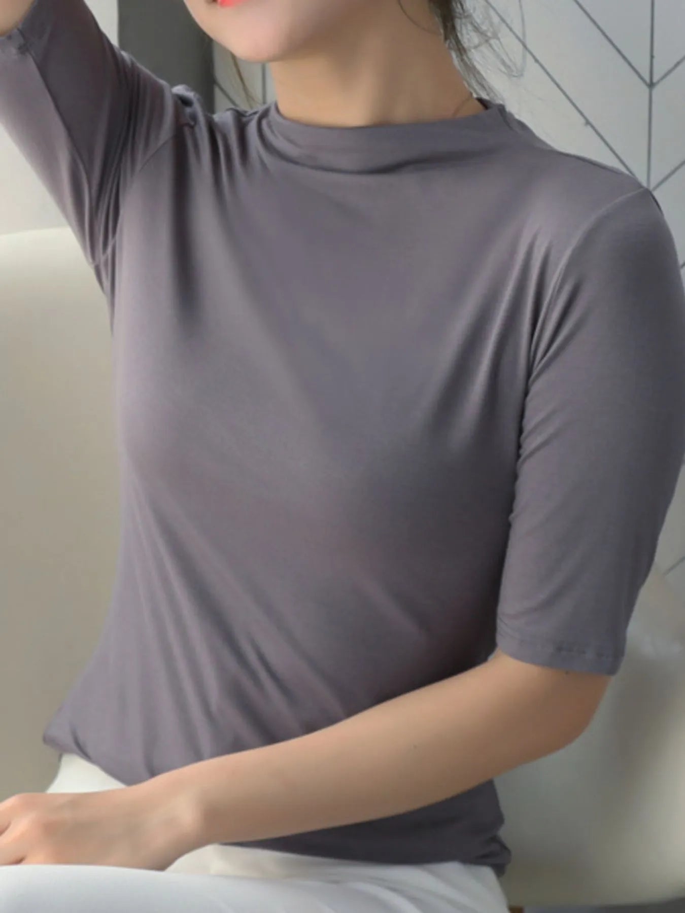 Women's Mock Neck Half Sleeve T-Shirt