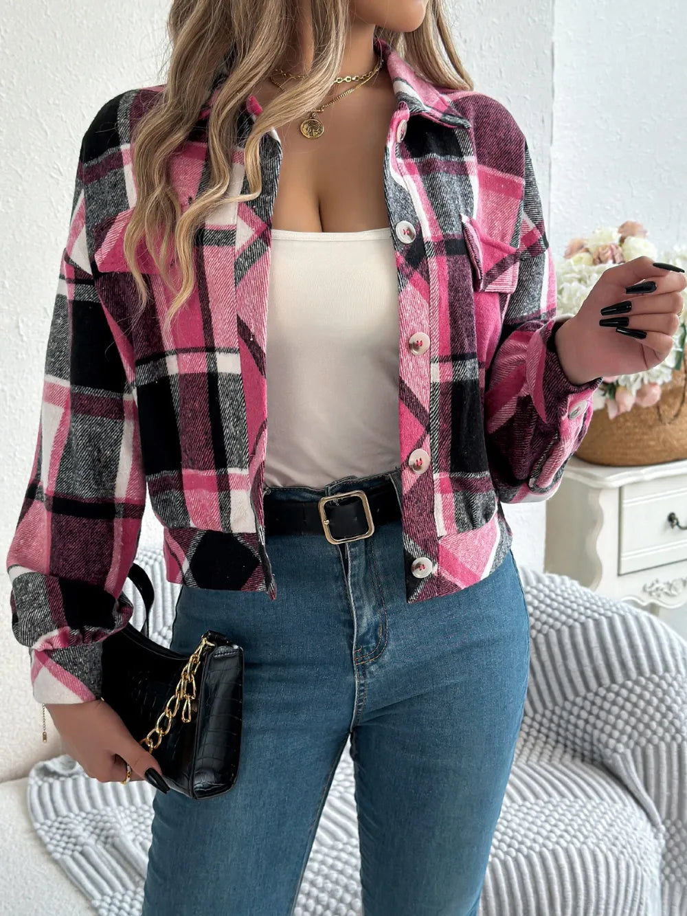 Plaid Button Up Jacket