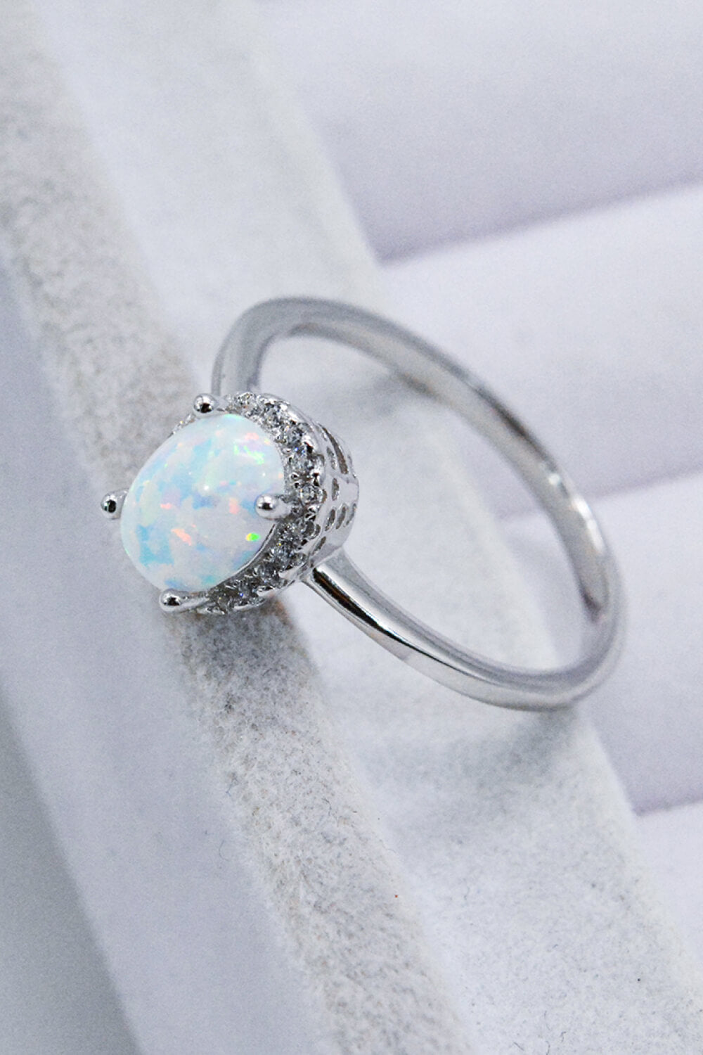 Opal Oval Platinum-Plated Ring