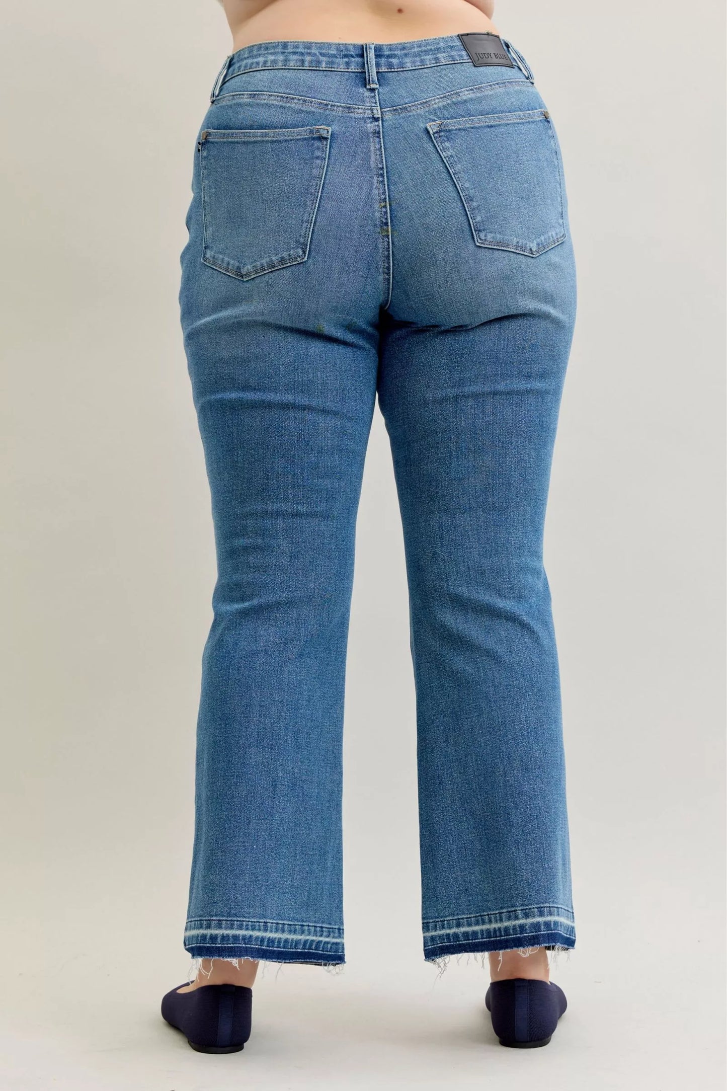 Mid-Rise Slim Bootcut Tummy Control Release Hem Jeans