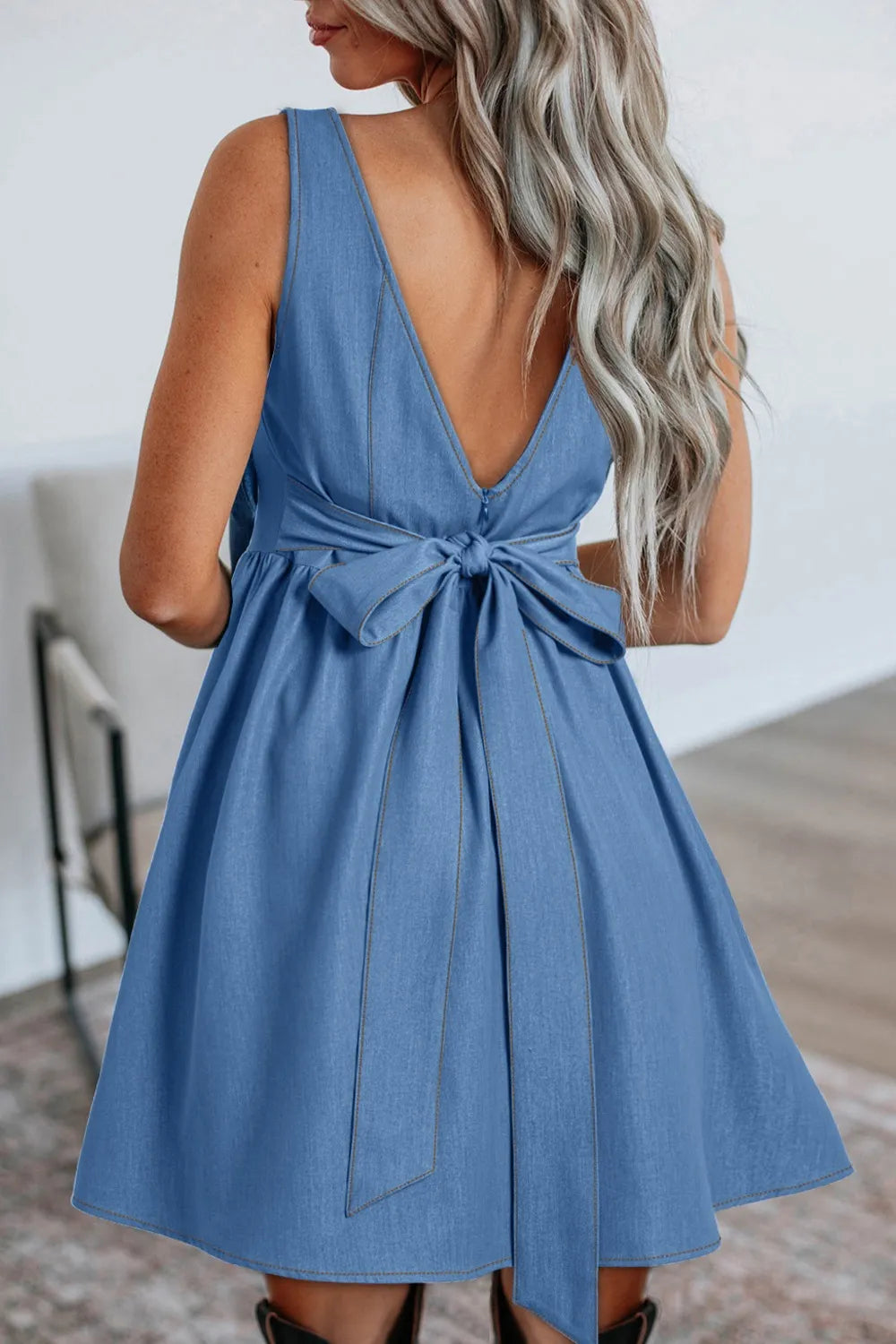 Square Neck Sleeveless Mini Dress
