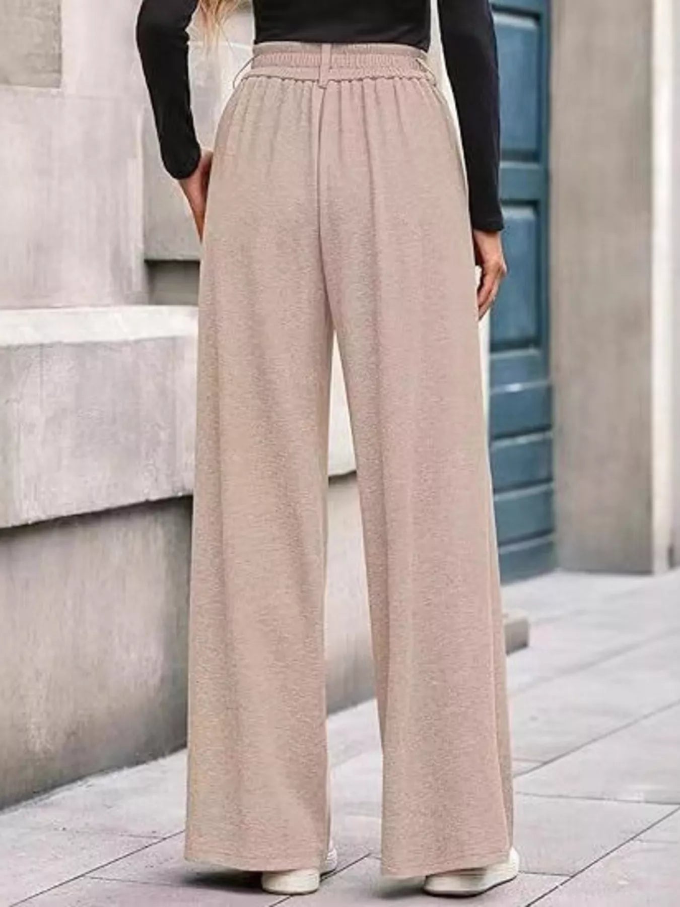 Wide-Leg Pleated Trouser Pants