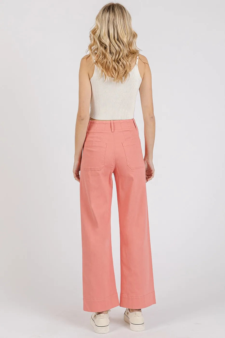 Women's Twill High Rise Wide Leg Pants