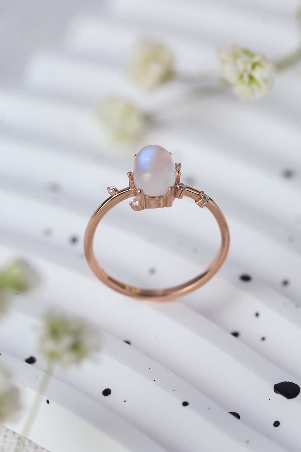 Natural Moonstone Rose Gold Ring