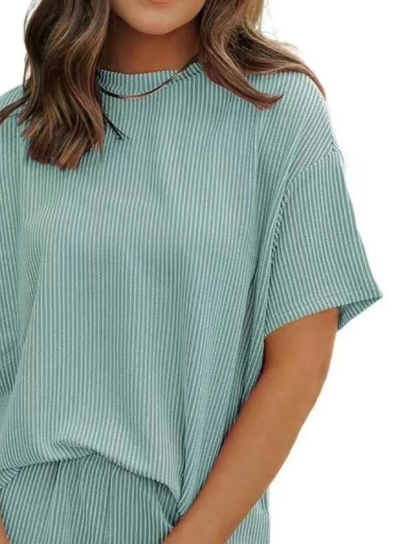 Ribbed Short Sleeve Lounge Set