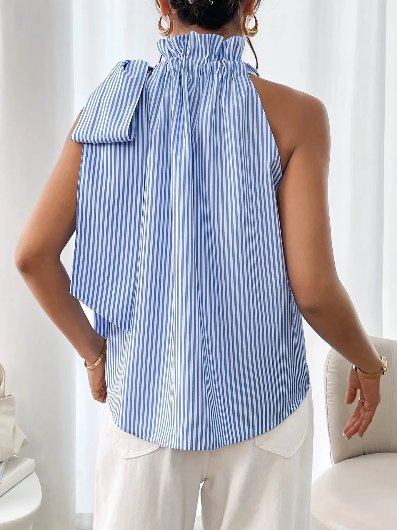 Bow Peep Striped Sleeveless Blouse
