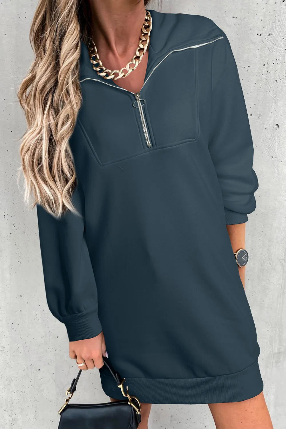 Cozy Half-Zip Sweater Dress