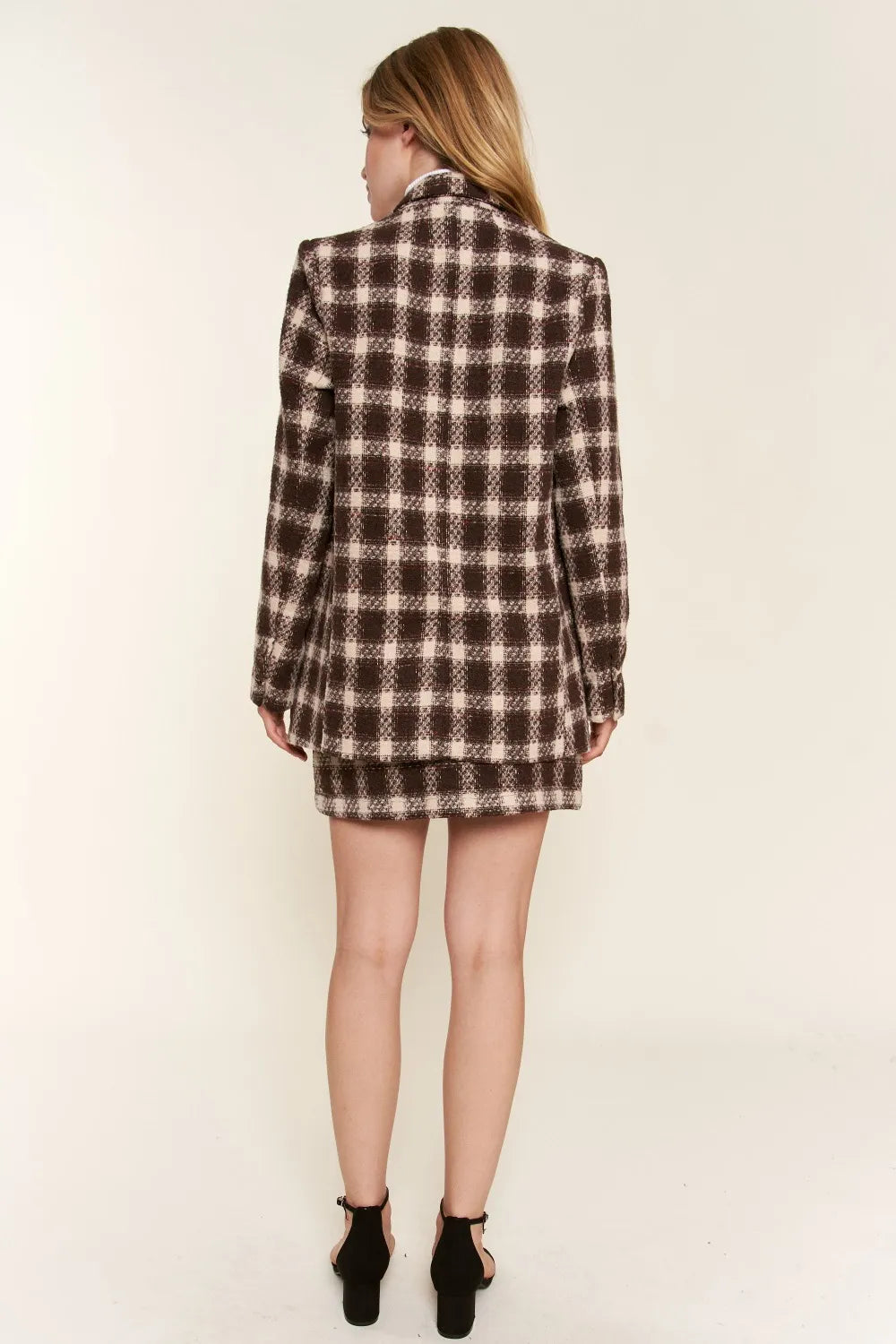 Plaid One-Button Blazer