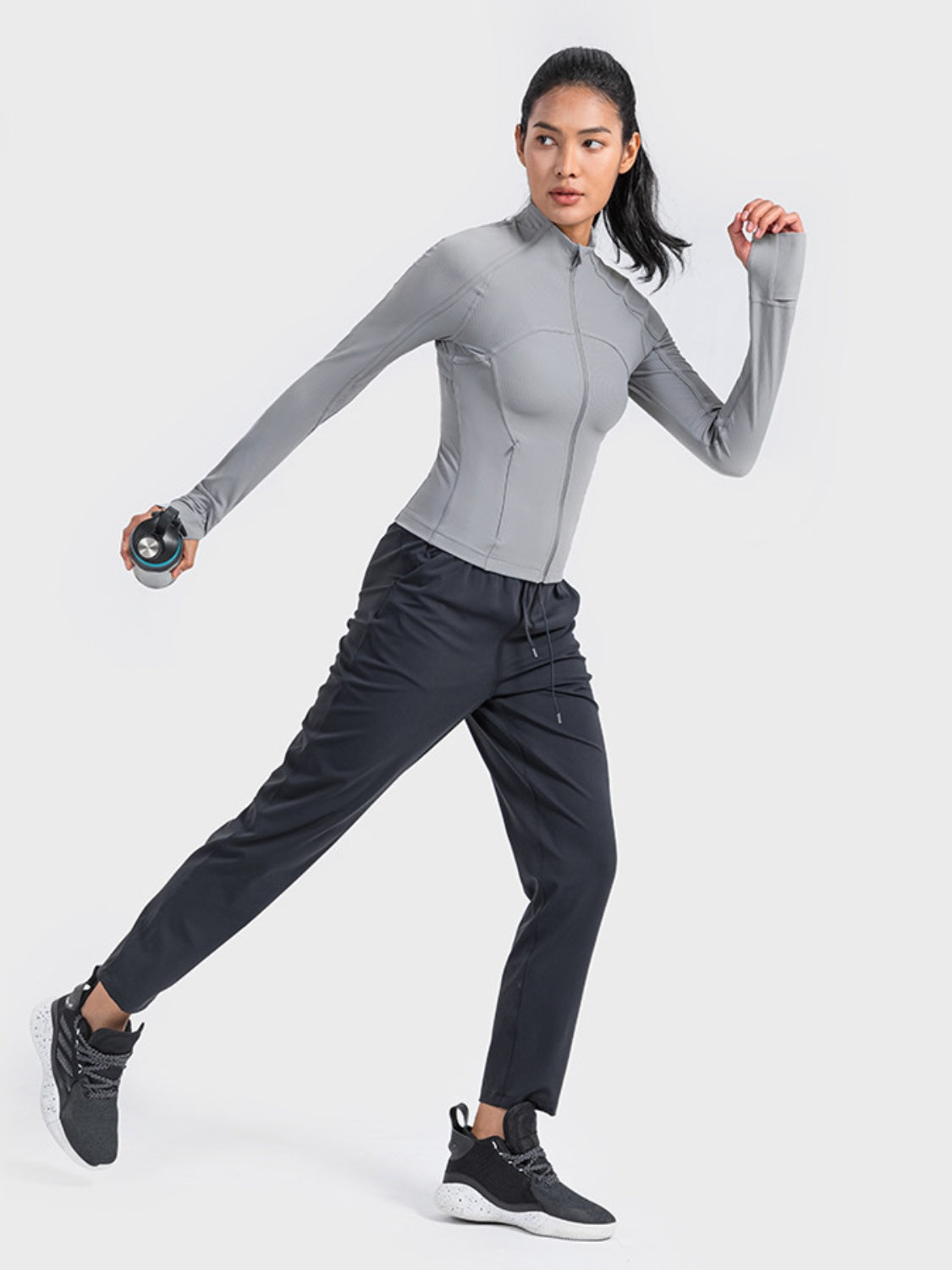 Athletic Zip-Up Long Sleeve Jacket - Detail View 9