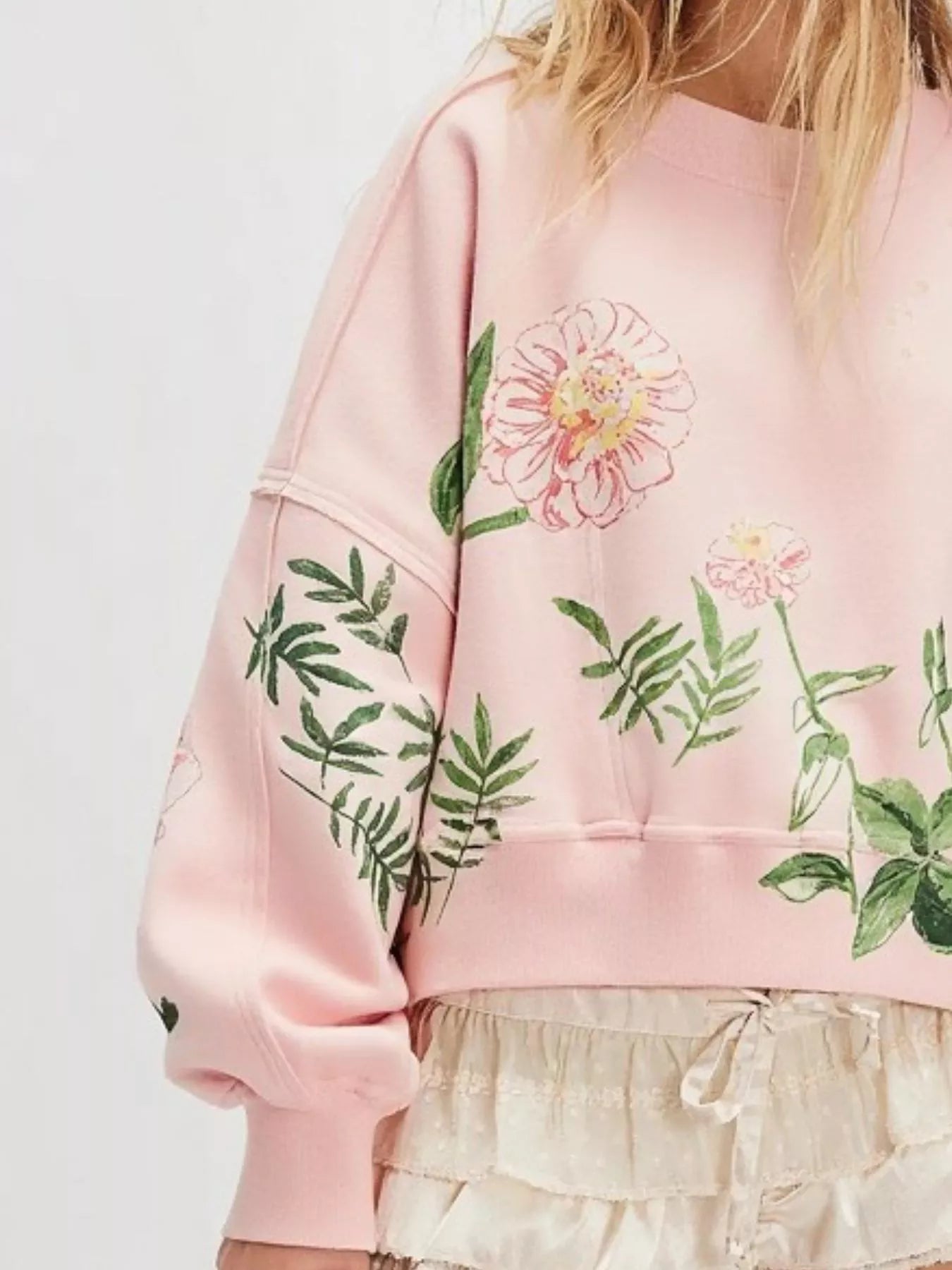 Painterly Floral Print Sweatshirt