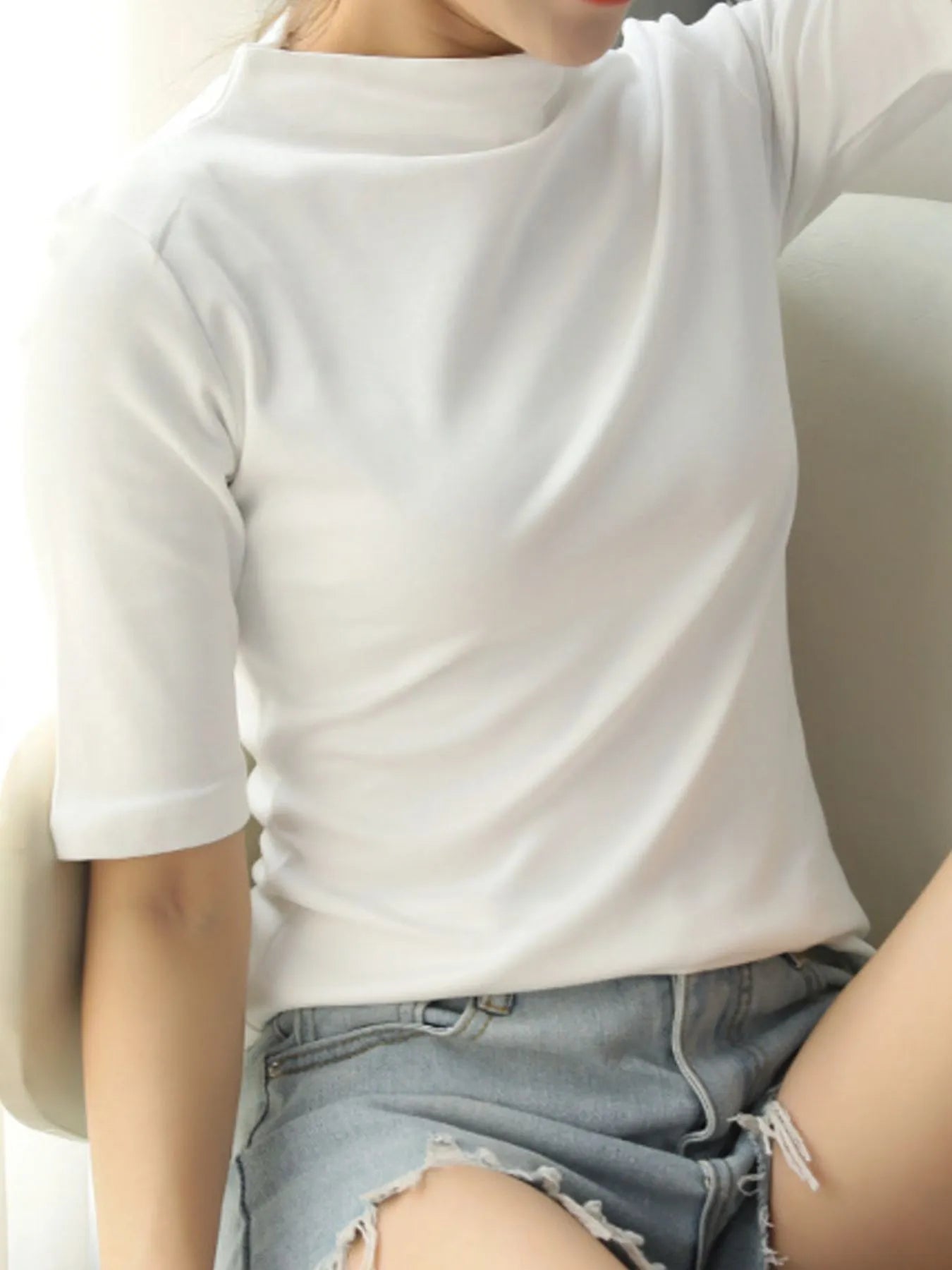 Women's Mock Neck Half Sleeve T-Shirt