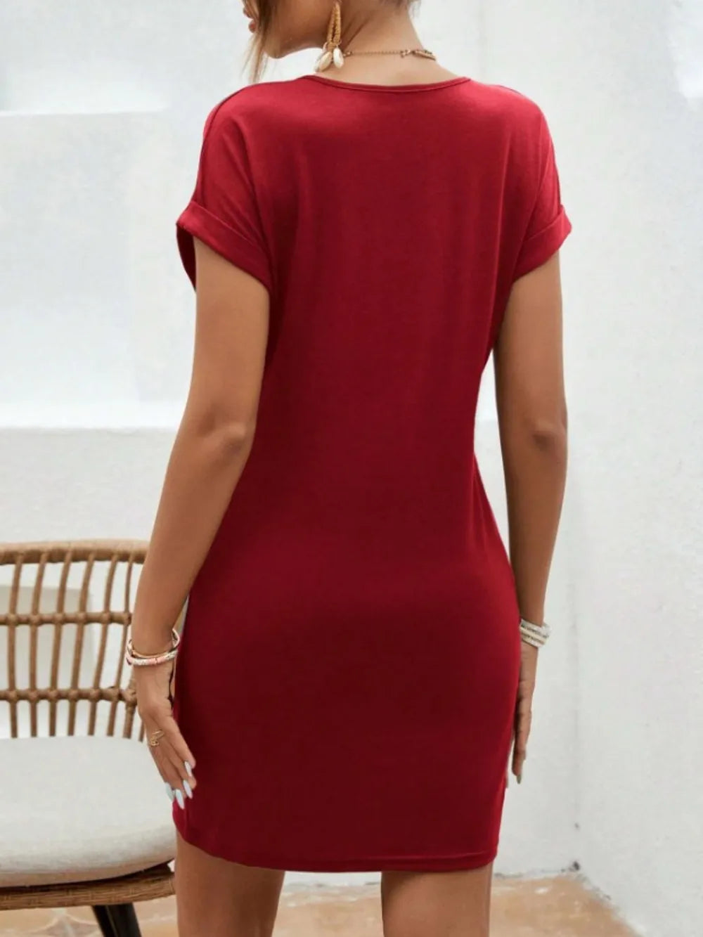 Rolled Sleeve Mini Tee Dress