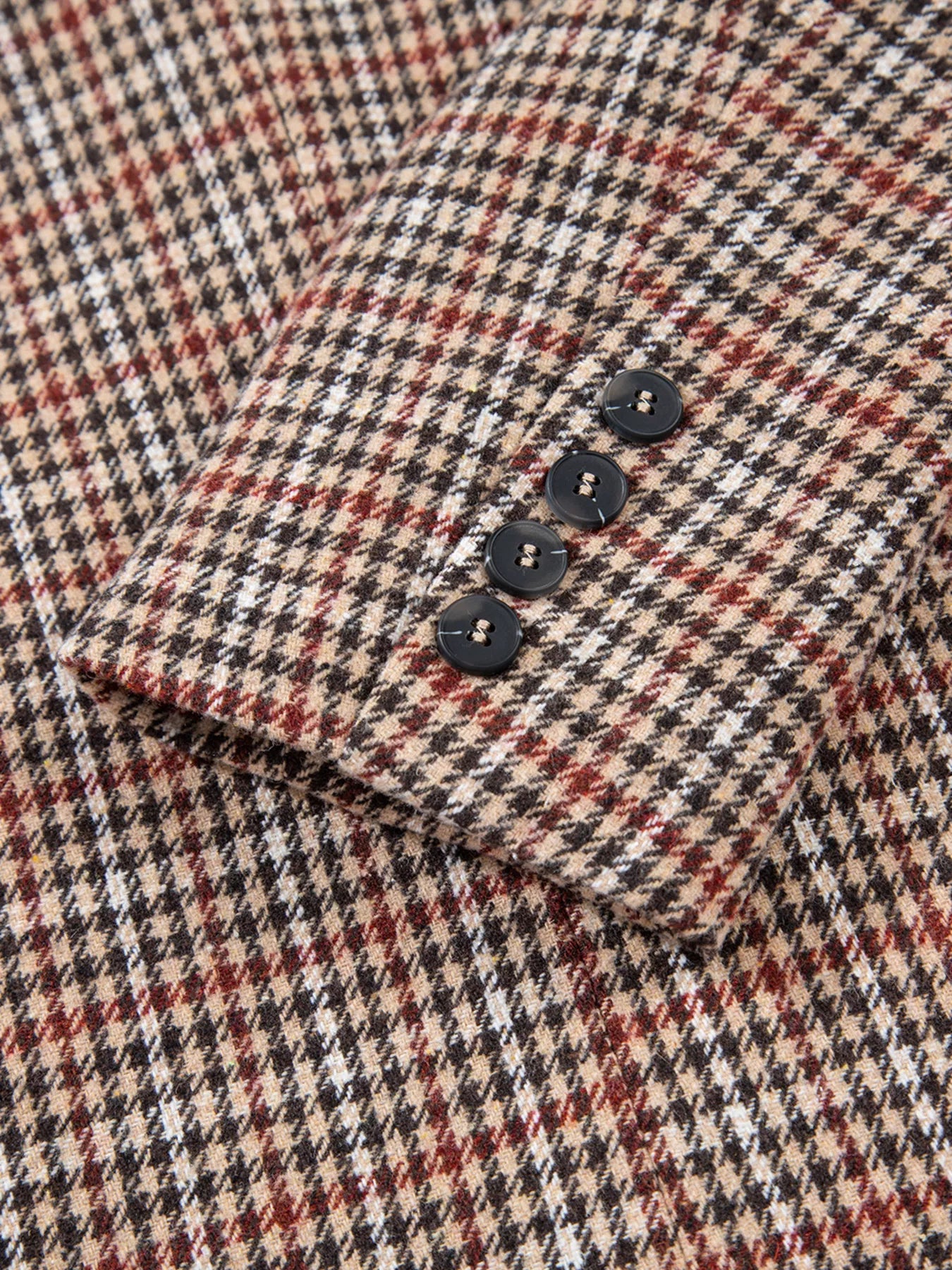 Houndstooth Lapel Collar Blazer