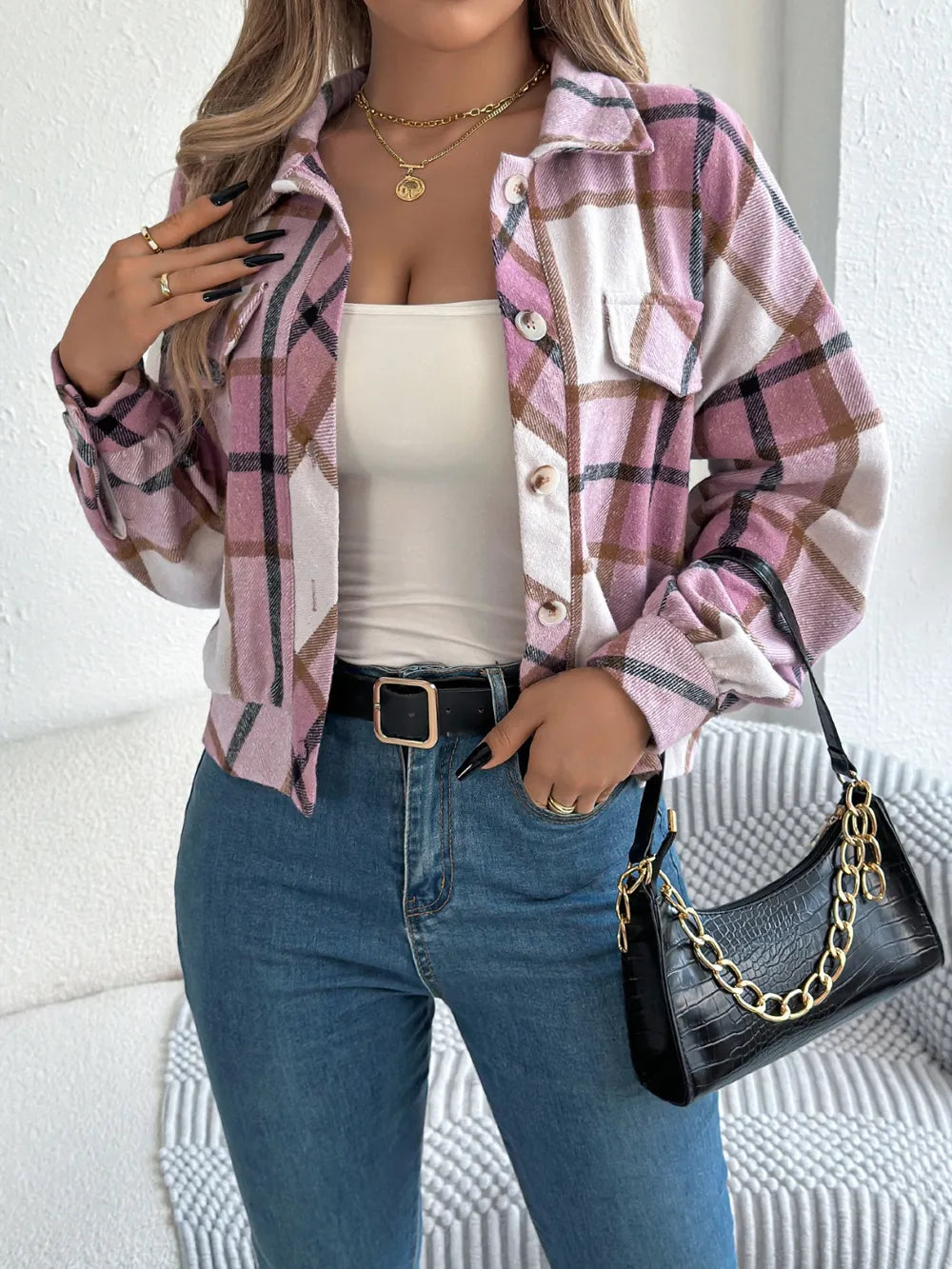 Plaid Button Up Jacket
