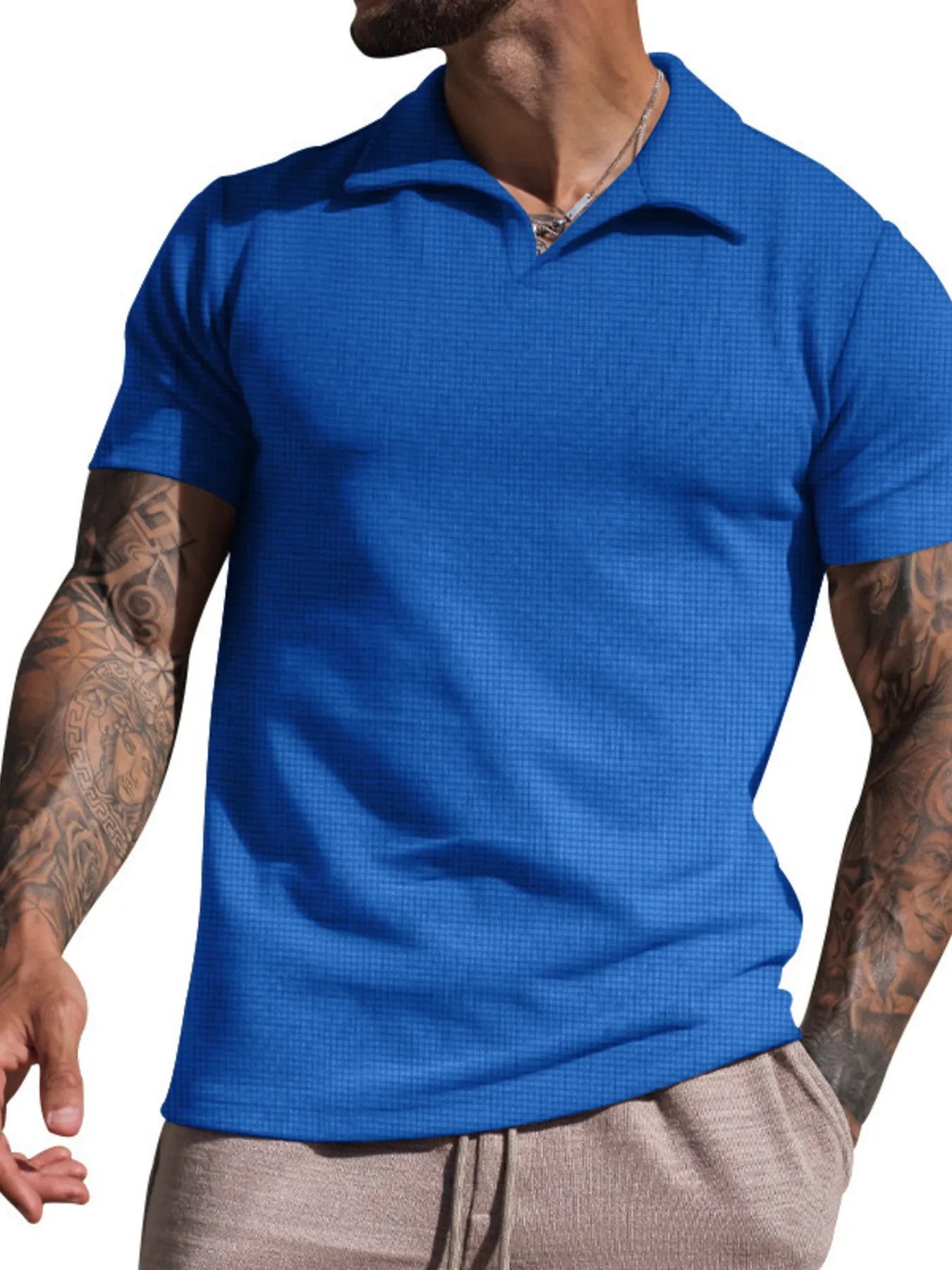Men's Ribbed Short Sleeve Polo Shirt