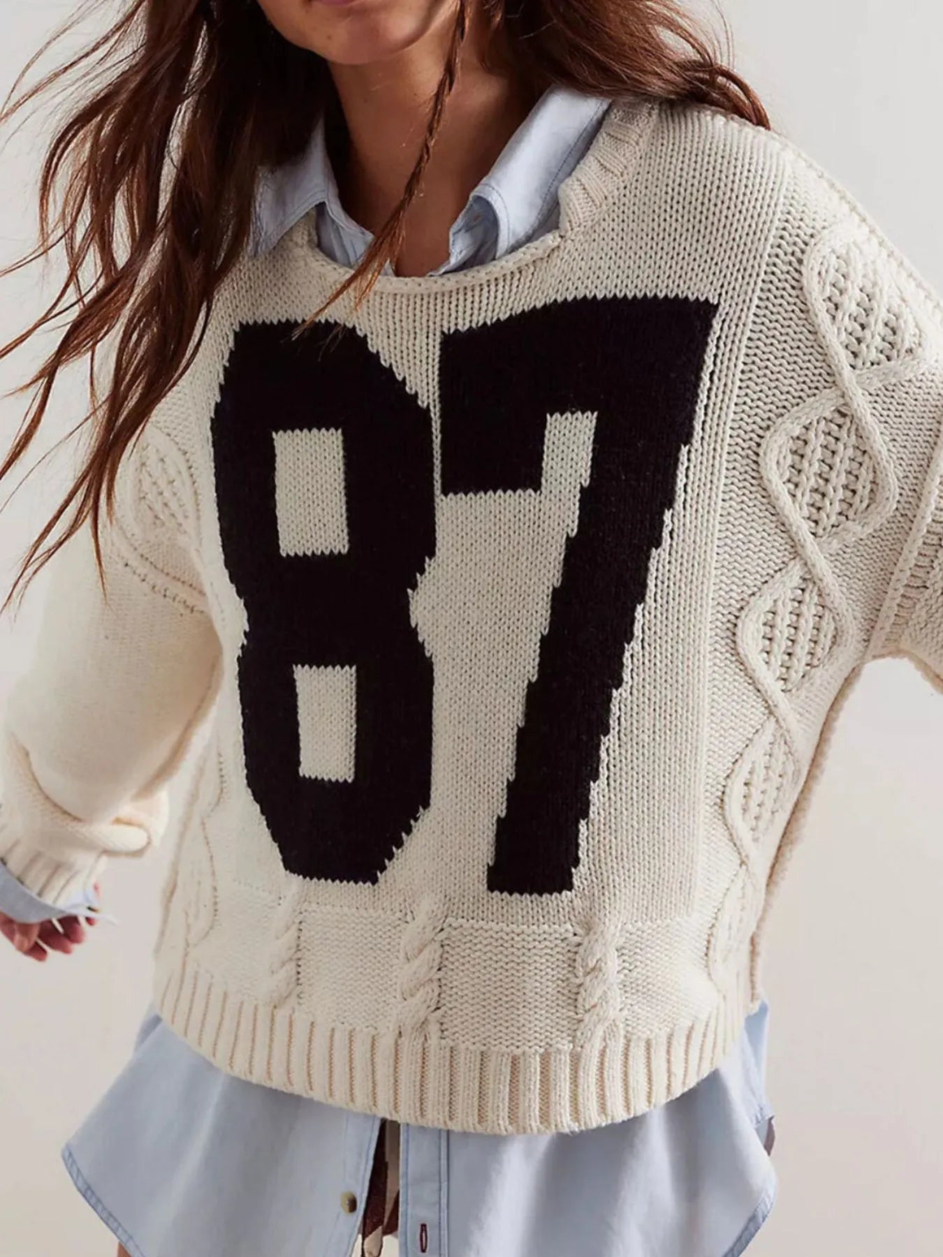 87 Oversized Cable Knit Sweater