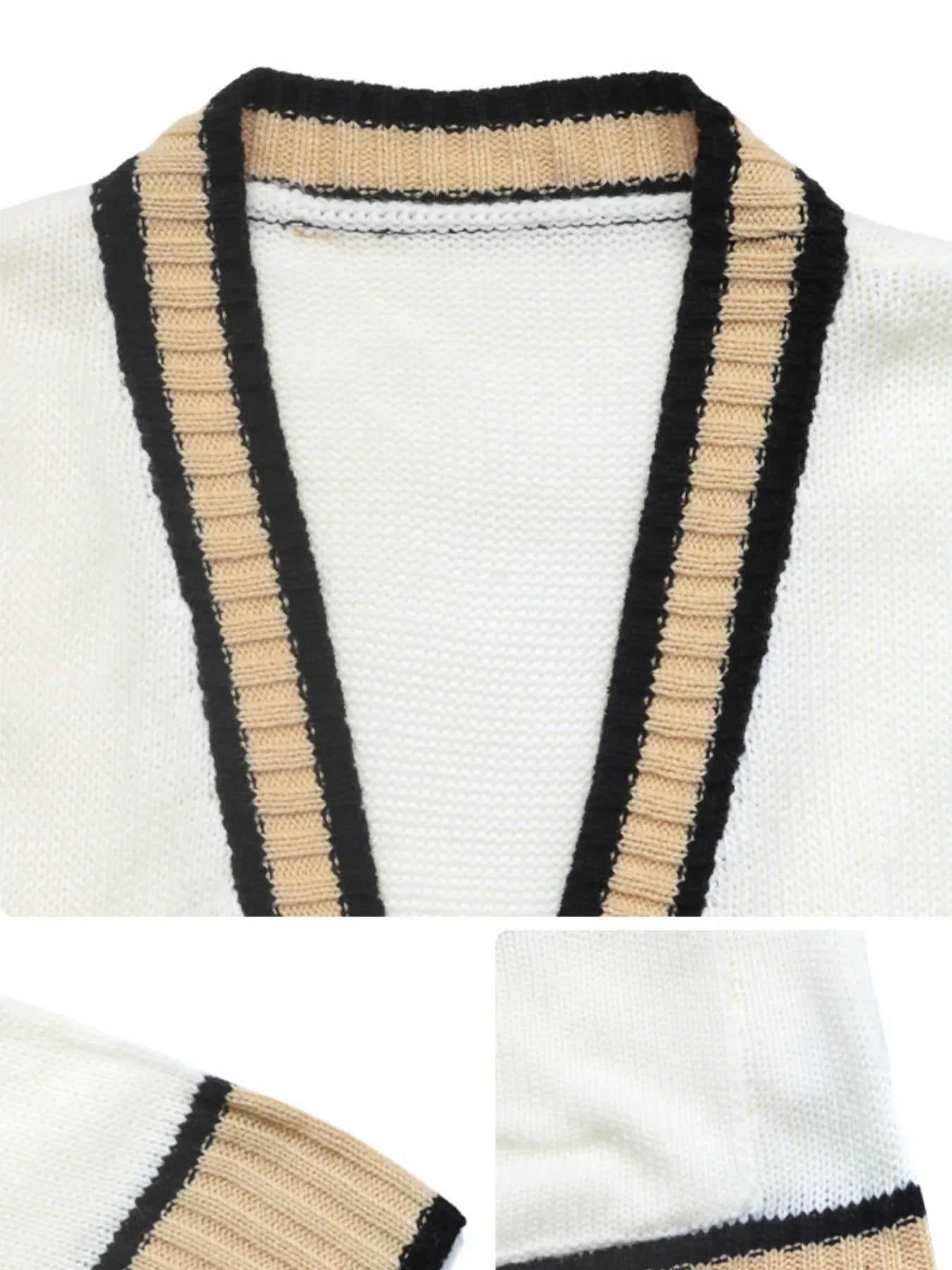 Contrast Trim Boyfriend Cardigan