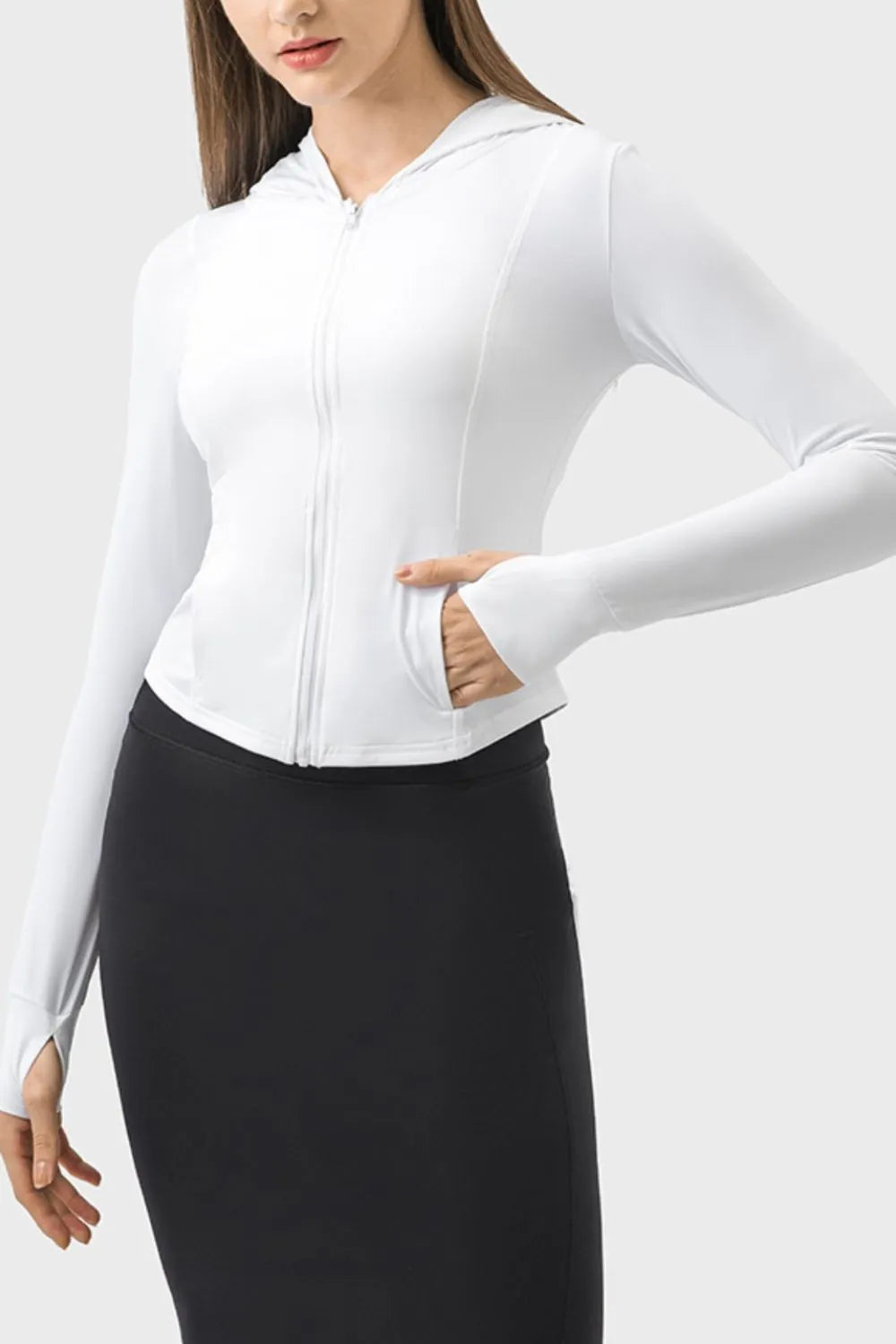 Active Long Sleeve Zip Up Jacket with Hood