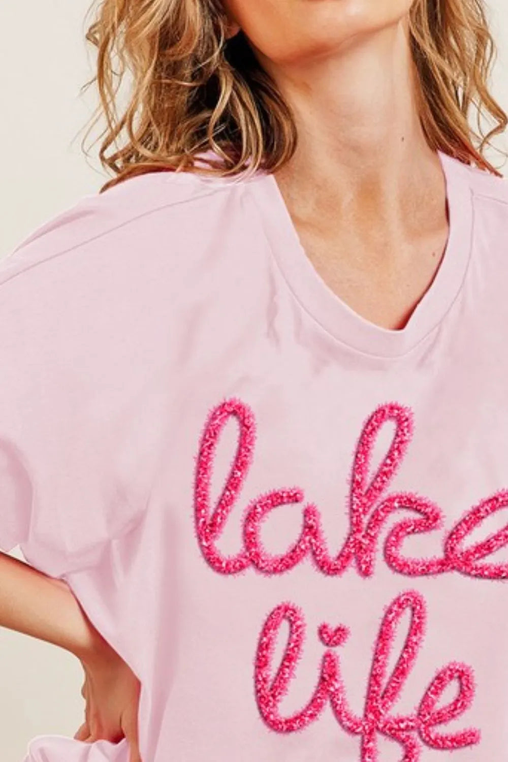 Women's Pink Lake Life Dolman Sleeve Top