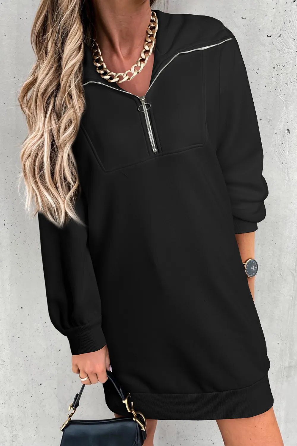 Cozy Half-Zip Sweater Dress