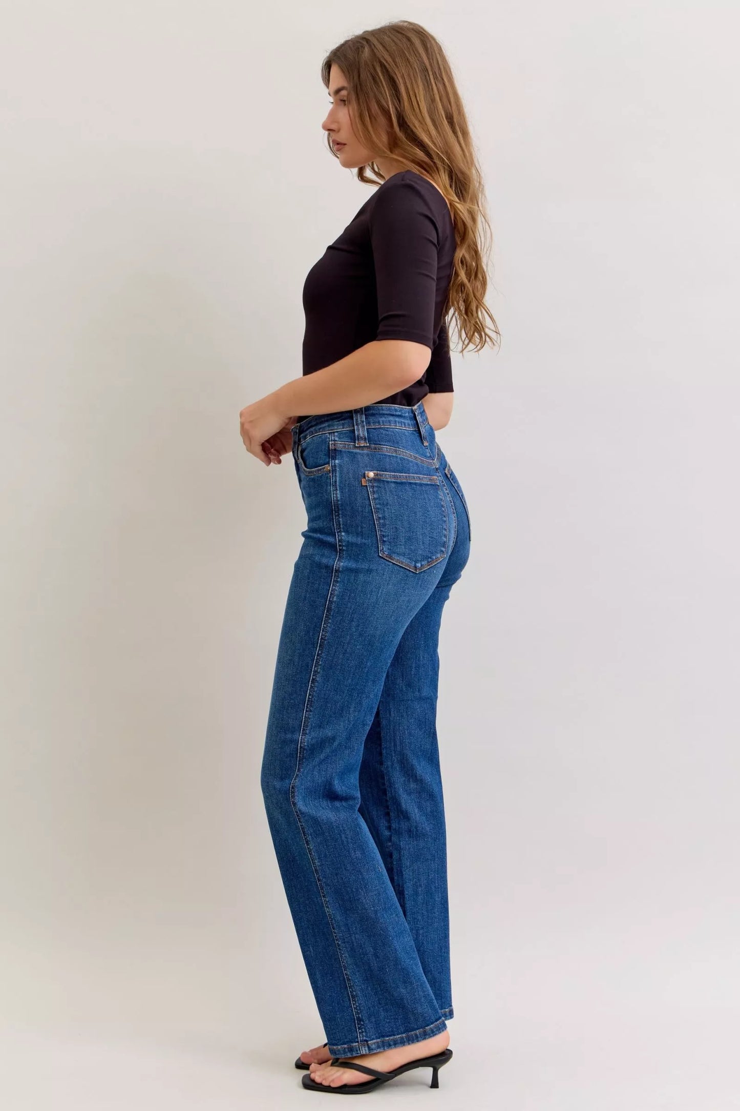 Slimming High Waist Straight Leg Jeans
