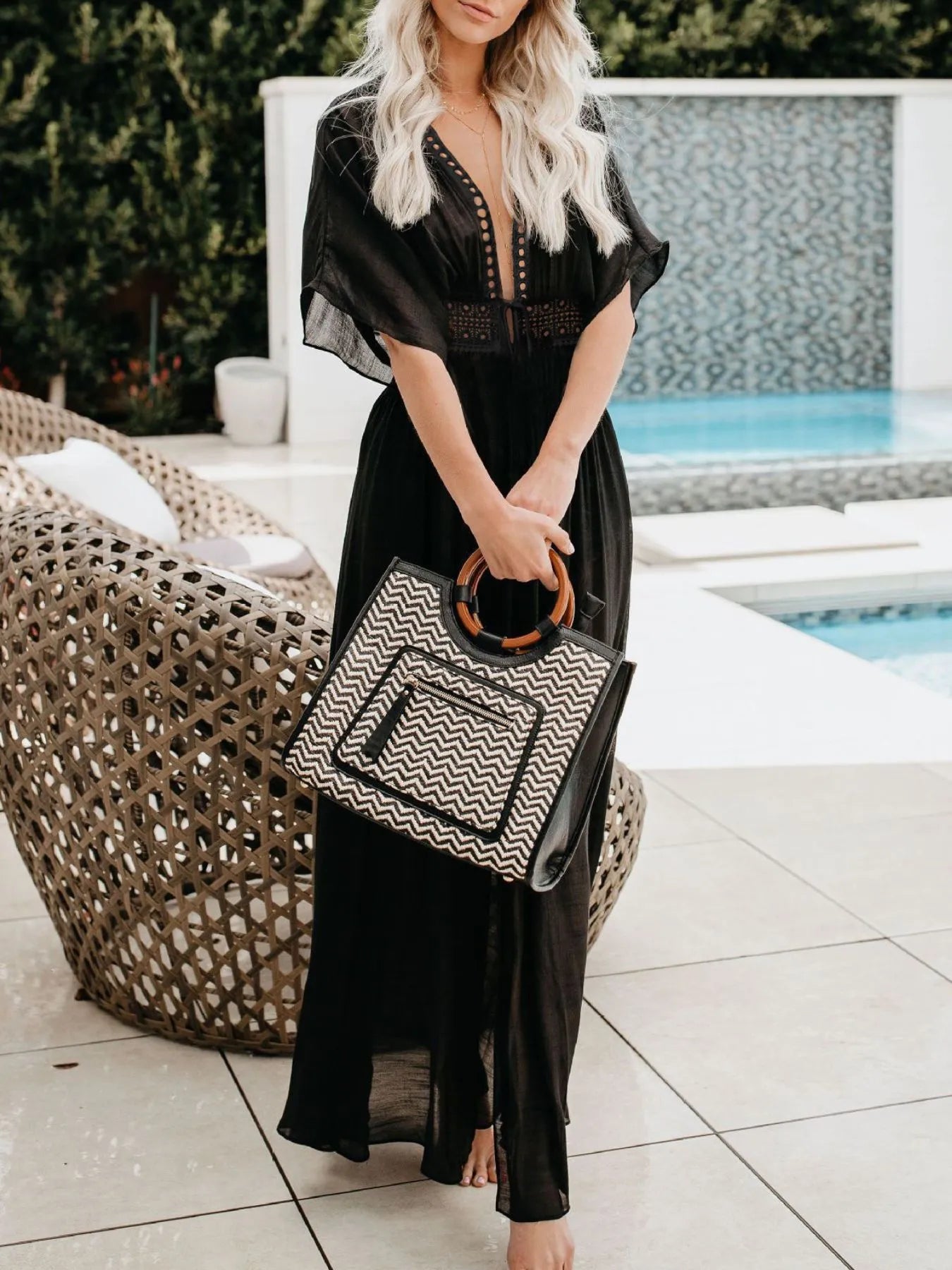 Lace Trim Beach Cover-Up