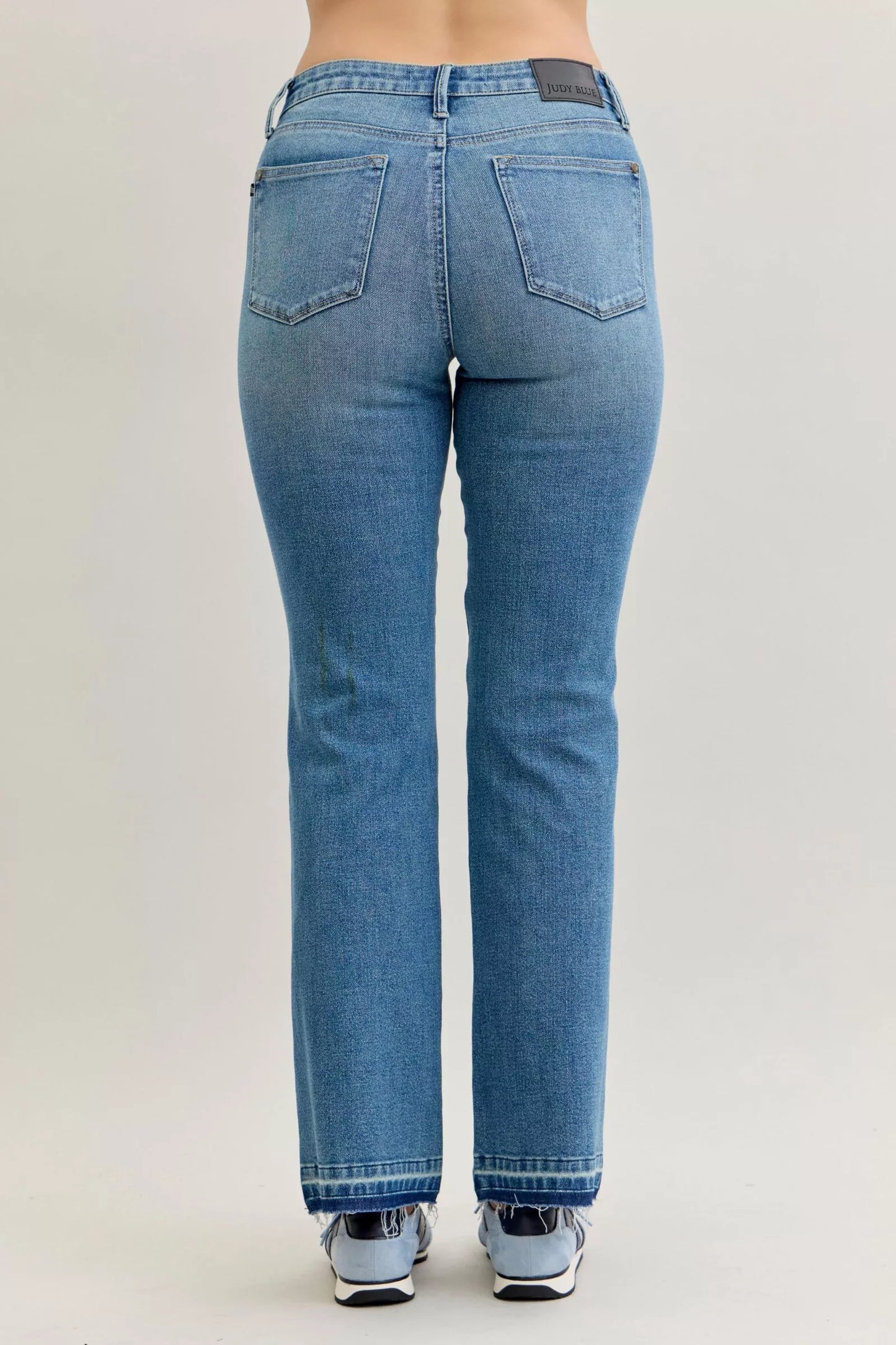 Mid-Rise Slim Bootcut Tummy Control Release Hem Jeans
