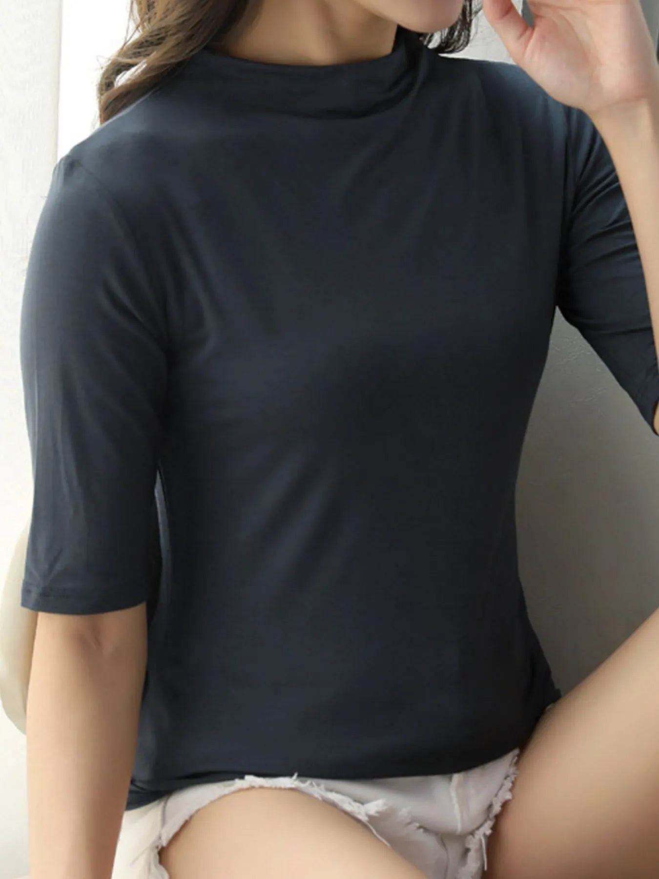 Women's Mock Neck Half Sleeve T-Shirt