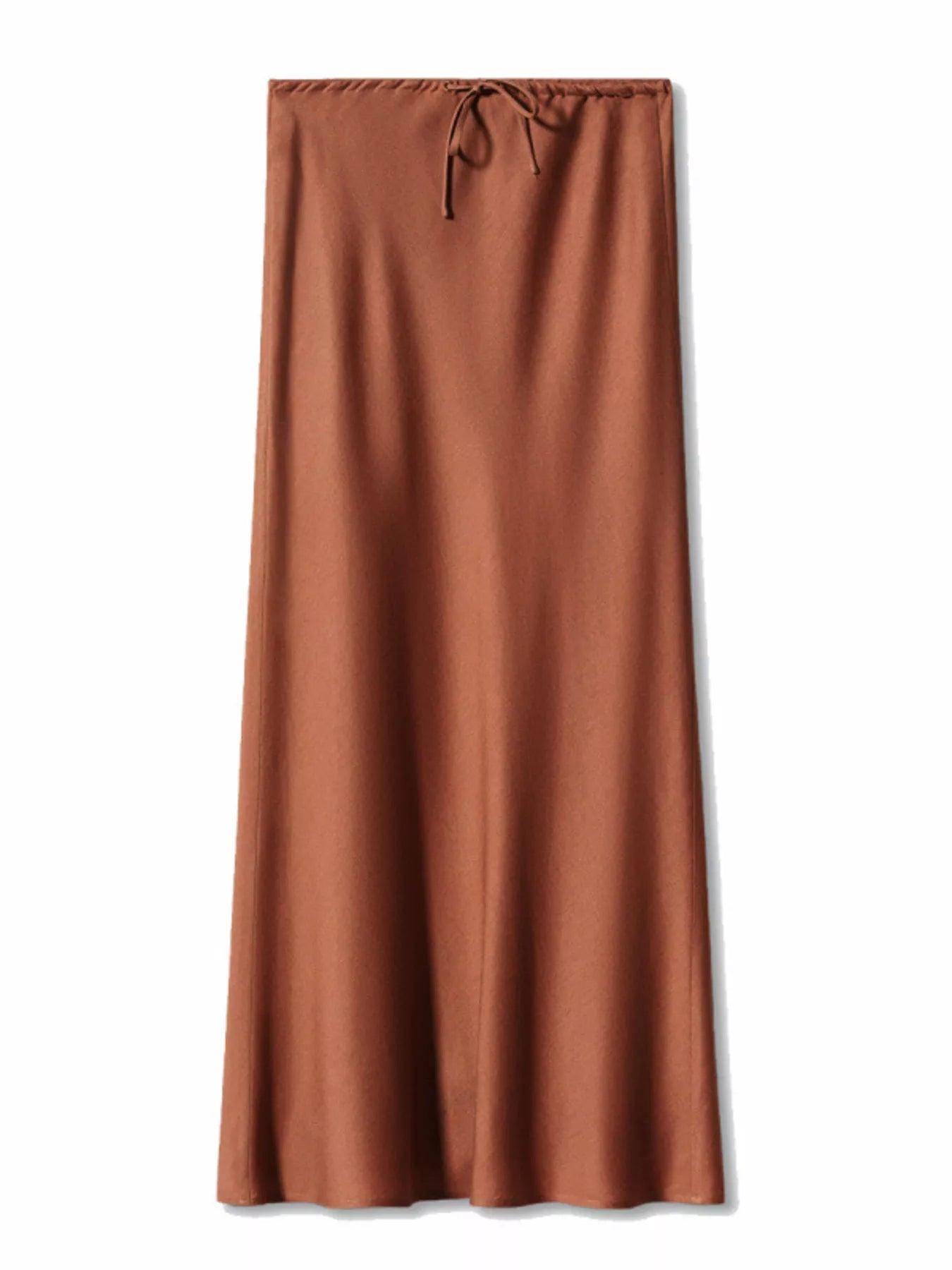 Copper Satin Midi Skirt
