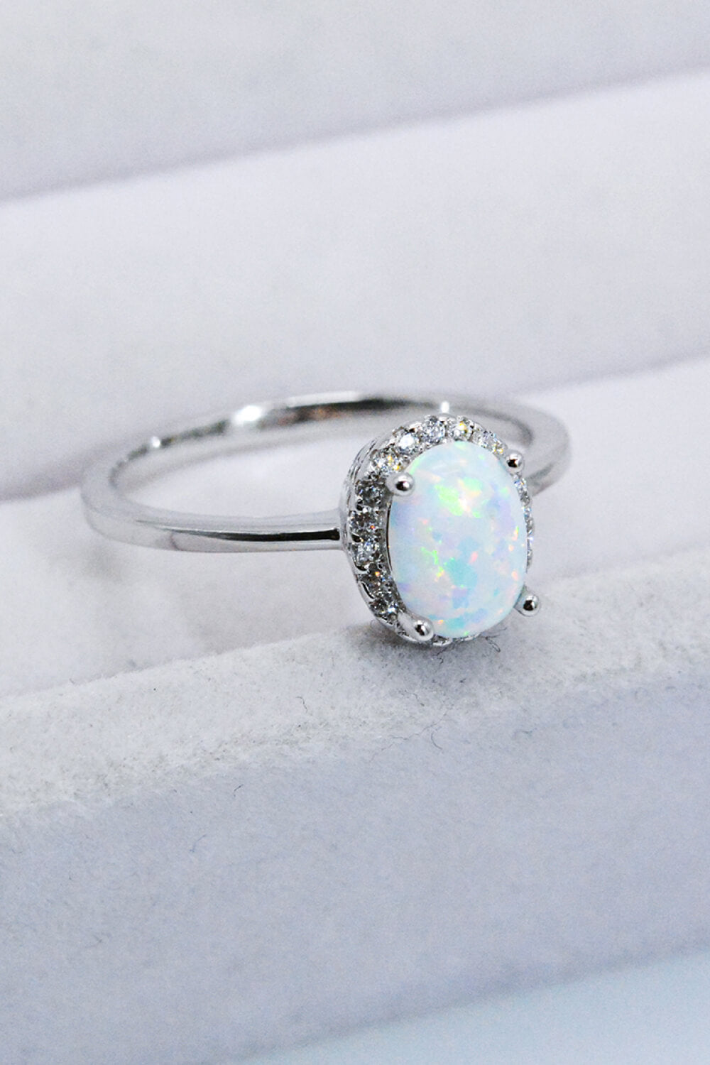 Opal Oval Platinum-Plated Ring