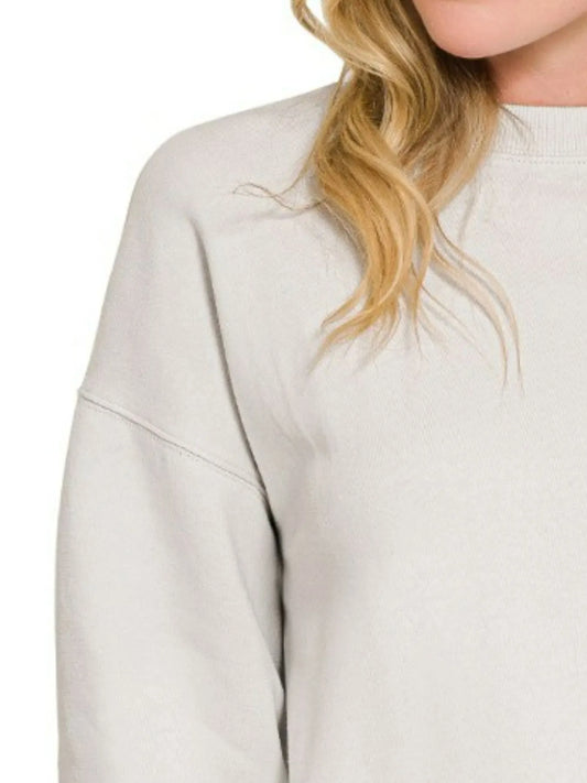 Fleece Crewneck Long Sleeve Sweatshirt - Back View
