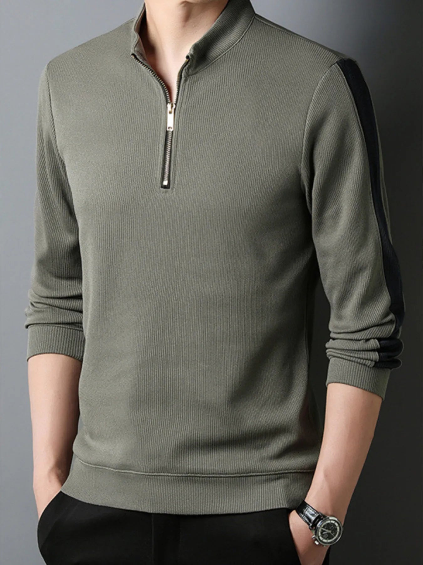 Men's Quarter Zip Long Sleeve Polo