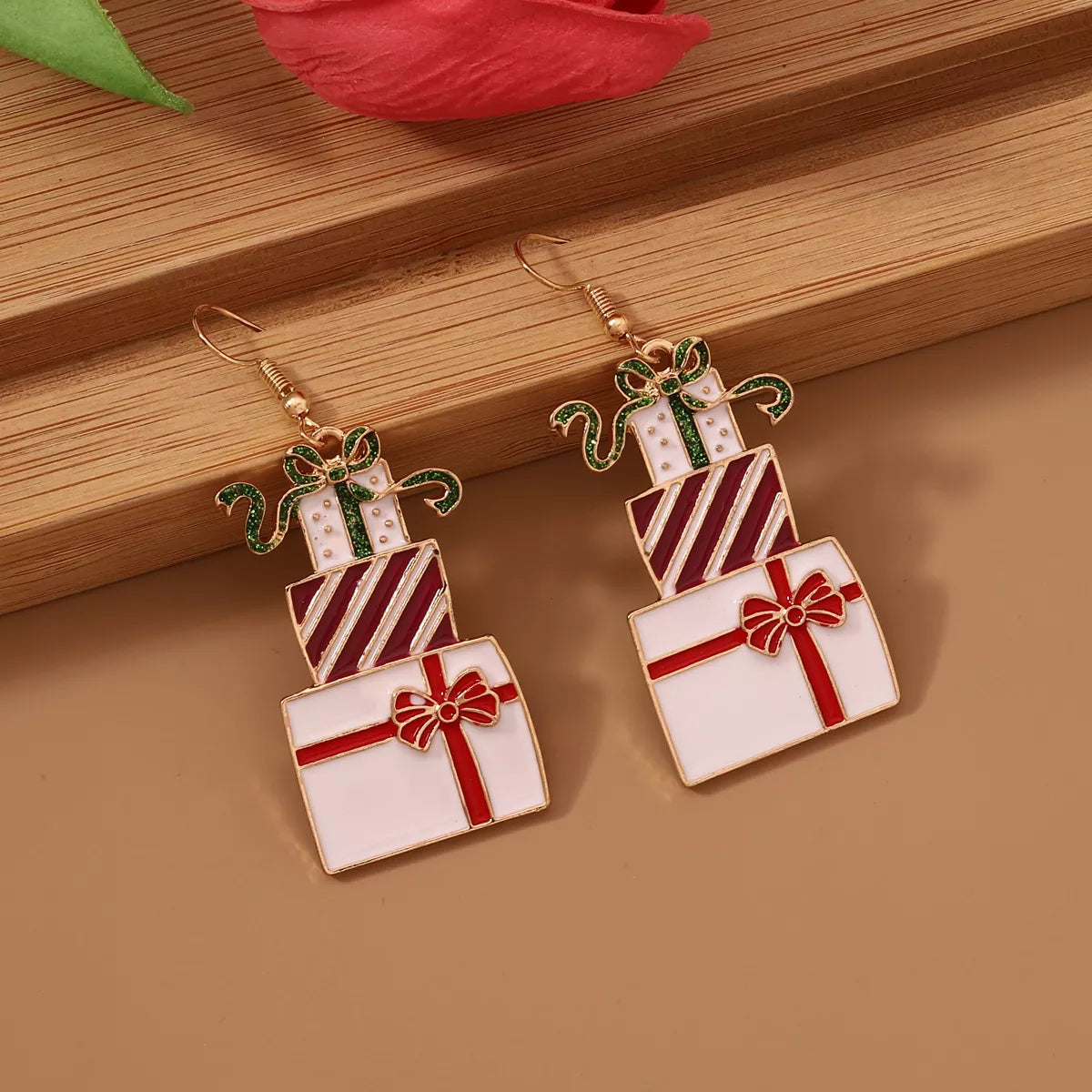Present Dangle Earrings (Red and White)