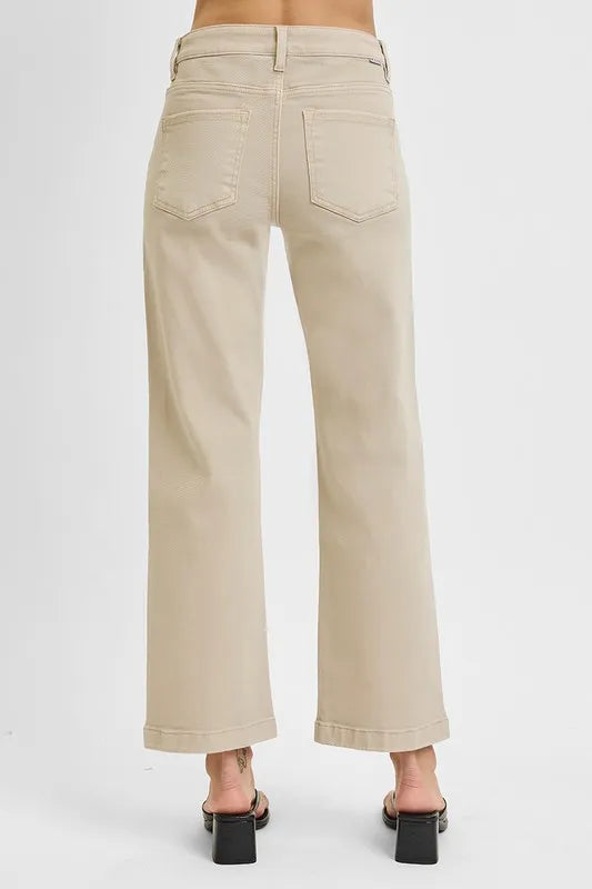Mid Rise Ankle Straight Jeans with Tummy Control