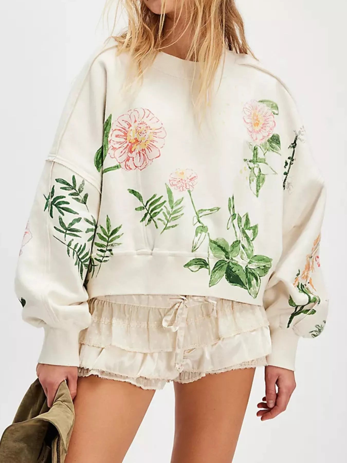 Painterly Floral Print Sweatshirt