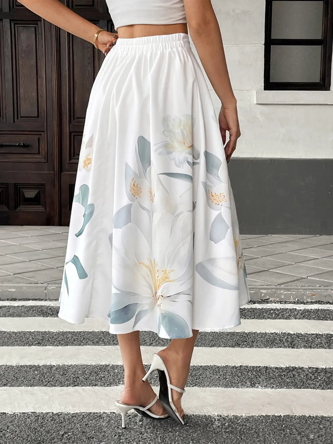 Women's Floral Button-Down Midi Skirt
