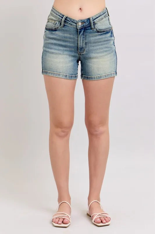 V-Front Vintage Wash Shorts by Judy Blue