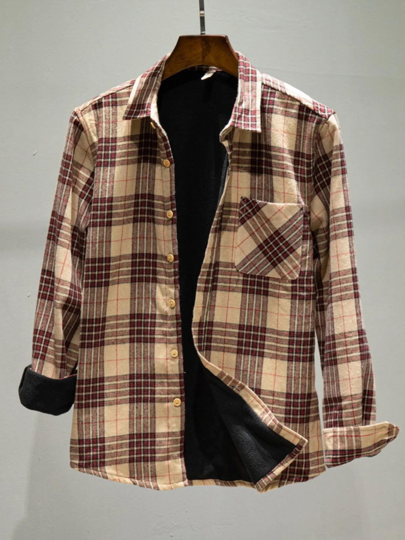 Men's Plaid Button Up Long Sleeve Shirt