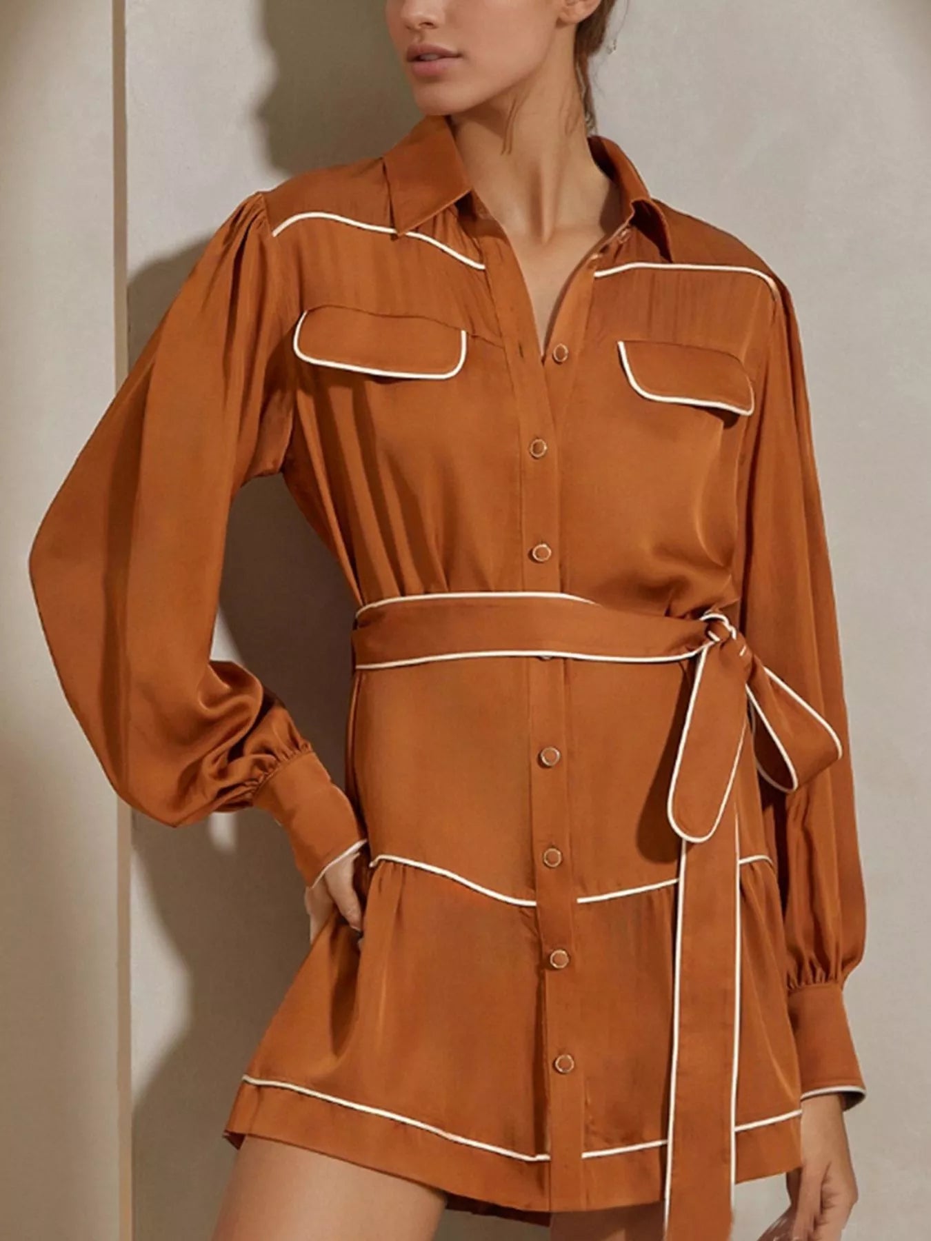 The Simone Long Sleeve Shirt Dress