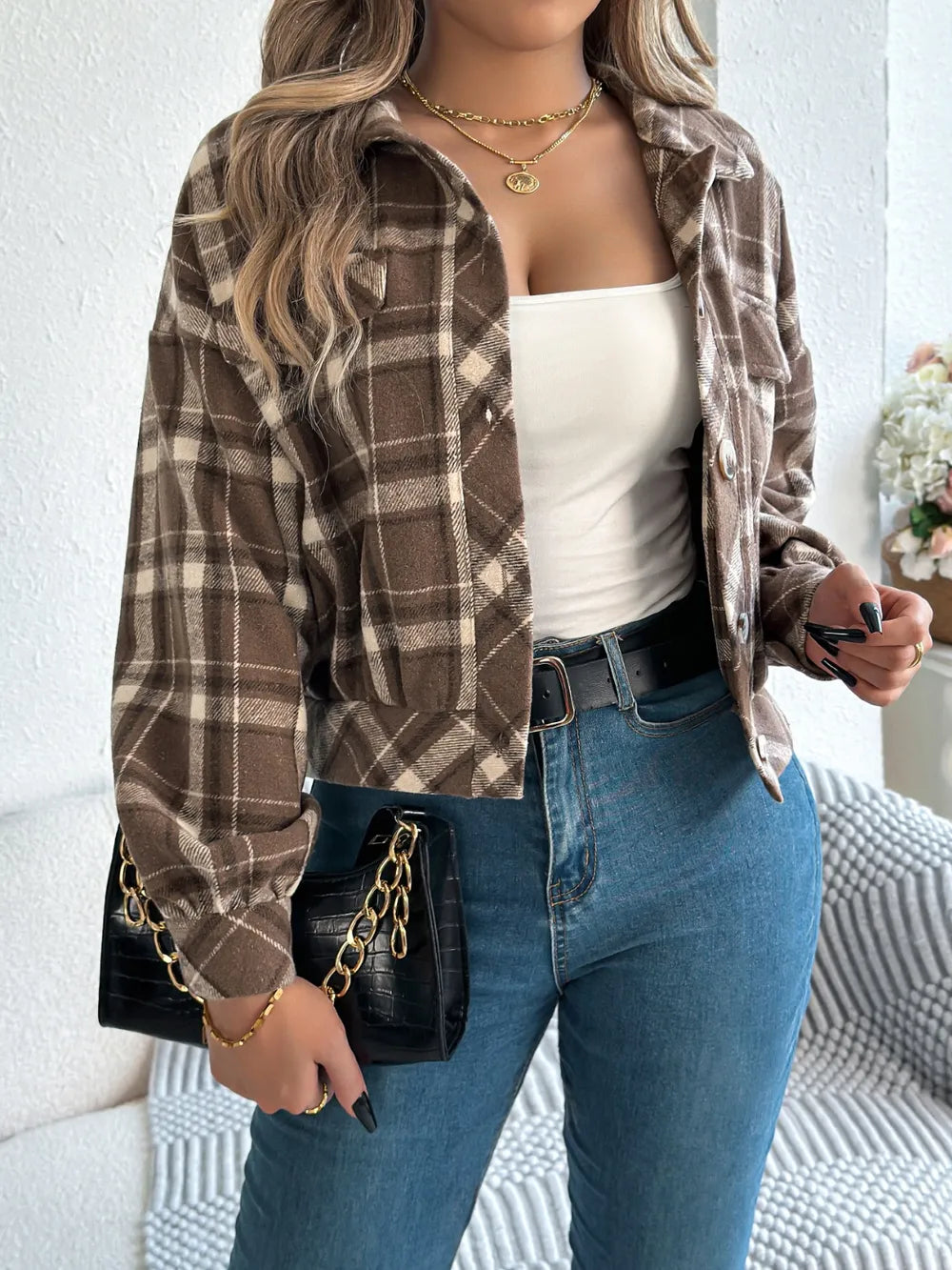 Plaid Button Up Jacket
