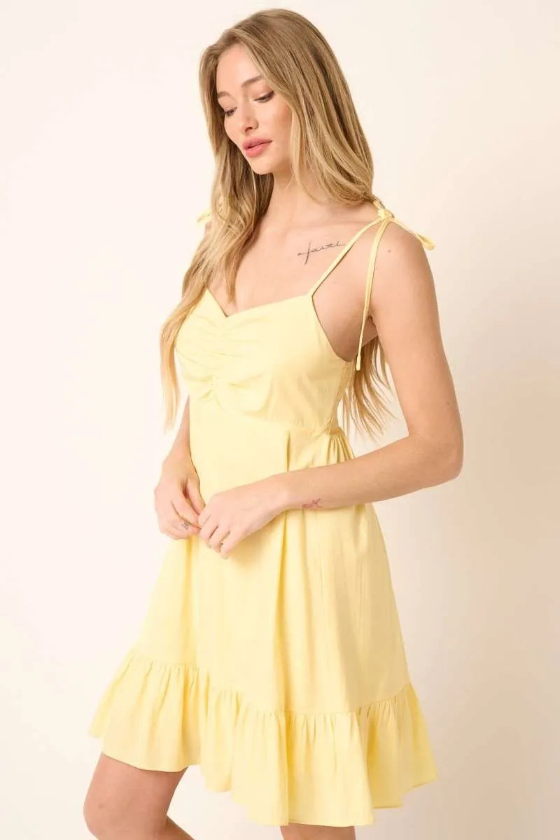 Women's Yellow Mini Sun Dress