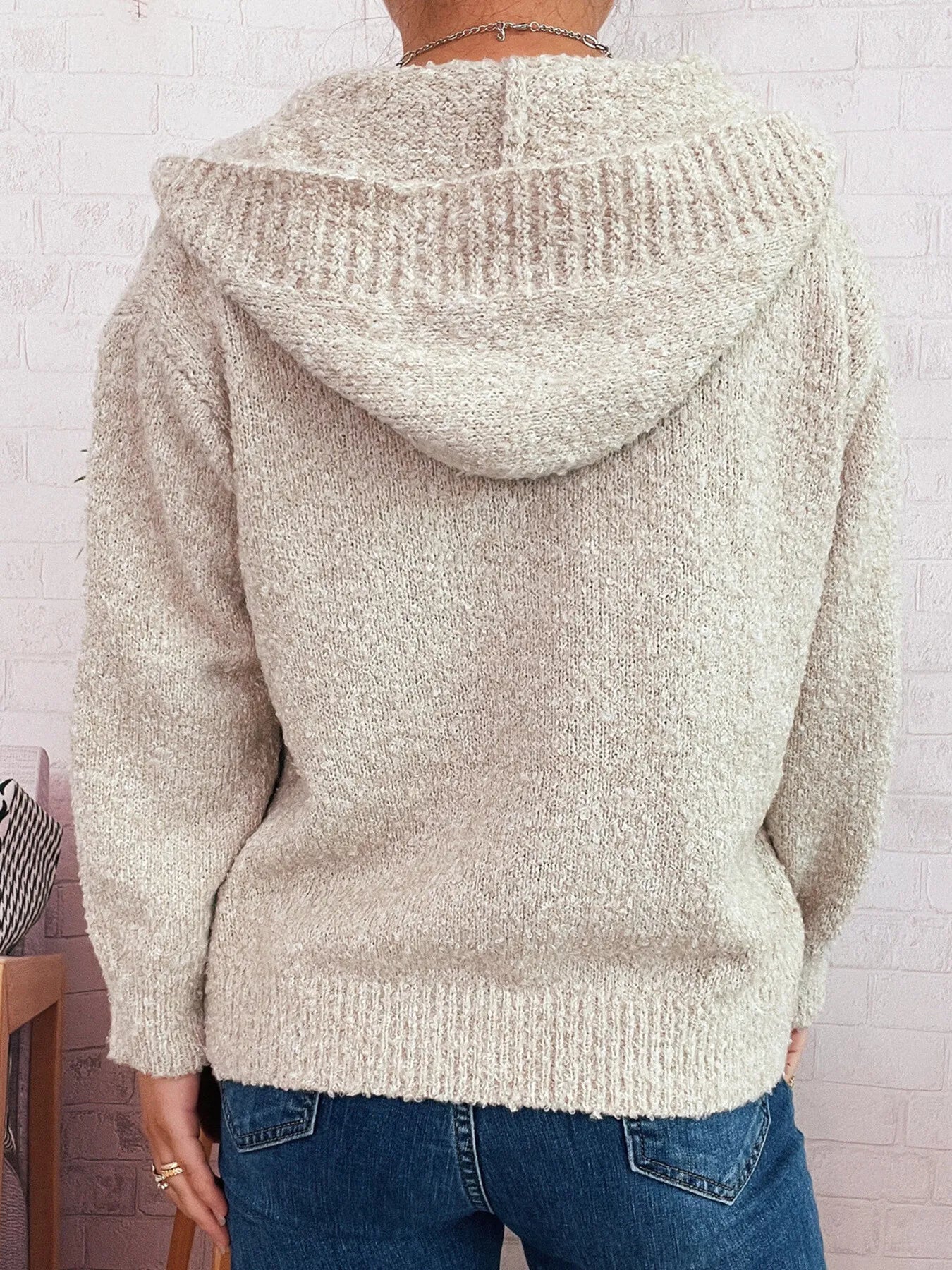 Chunky Buttoned Hooded Cardigan