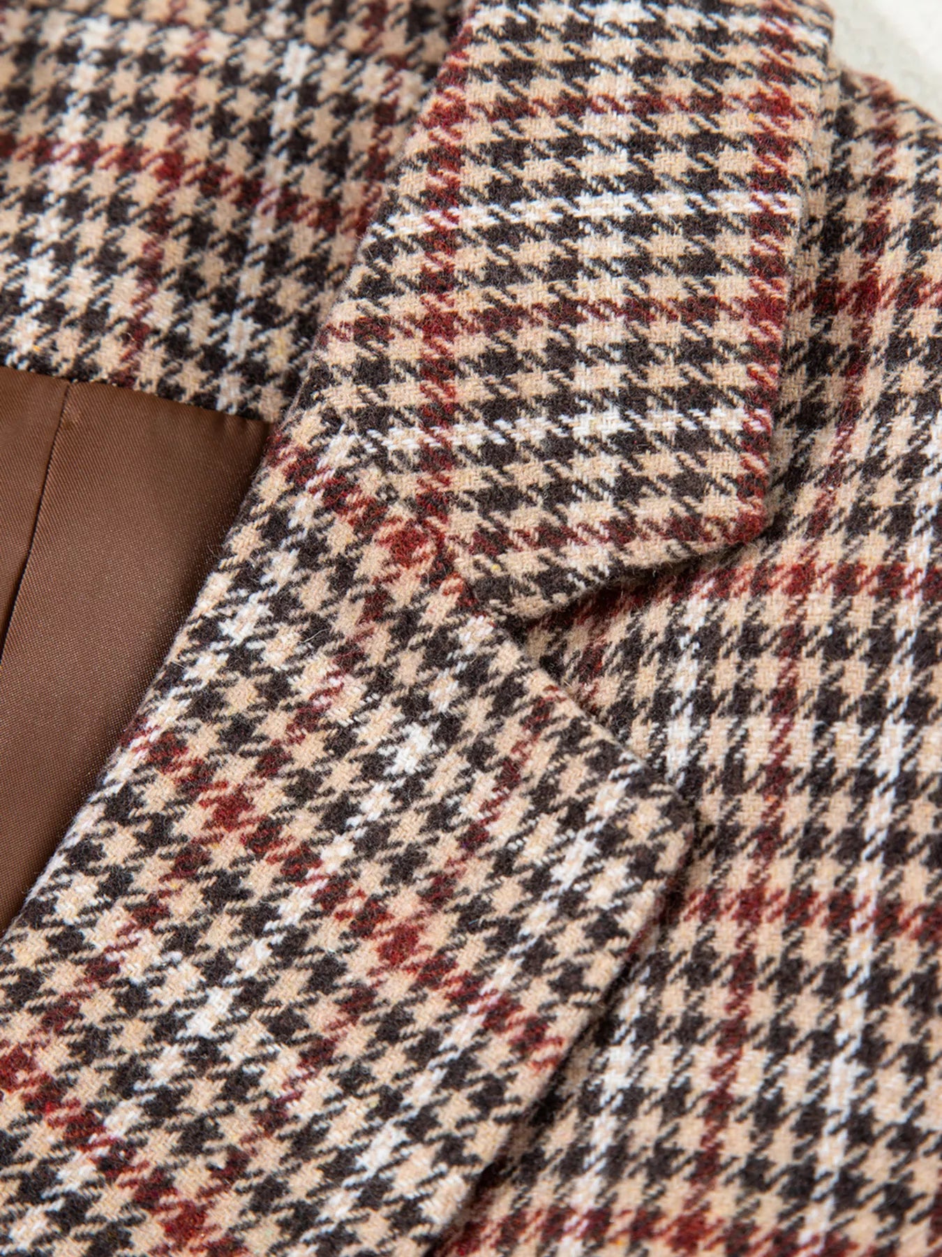 Houndstooth Lapel Collar Blazer