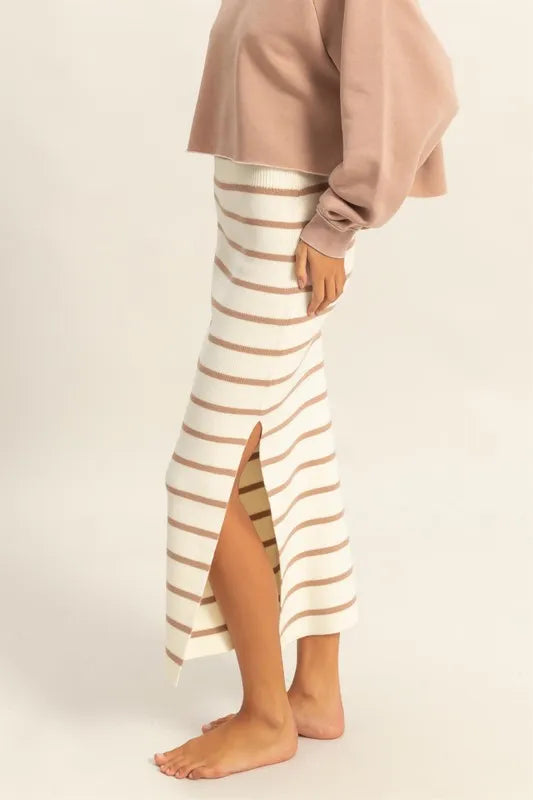 Striped Bodycon Sweater Skirt
