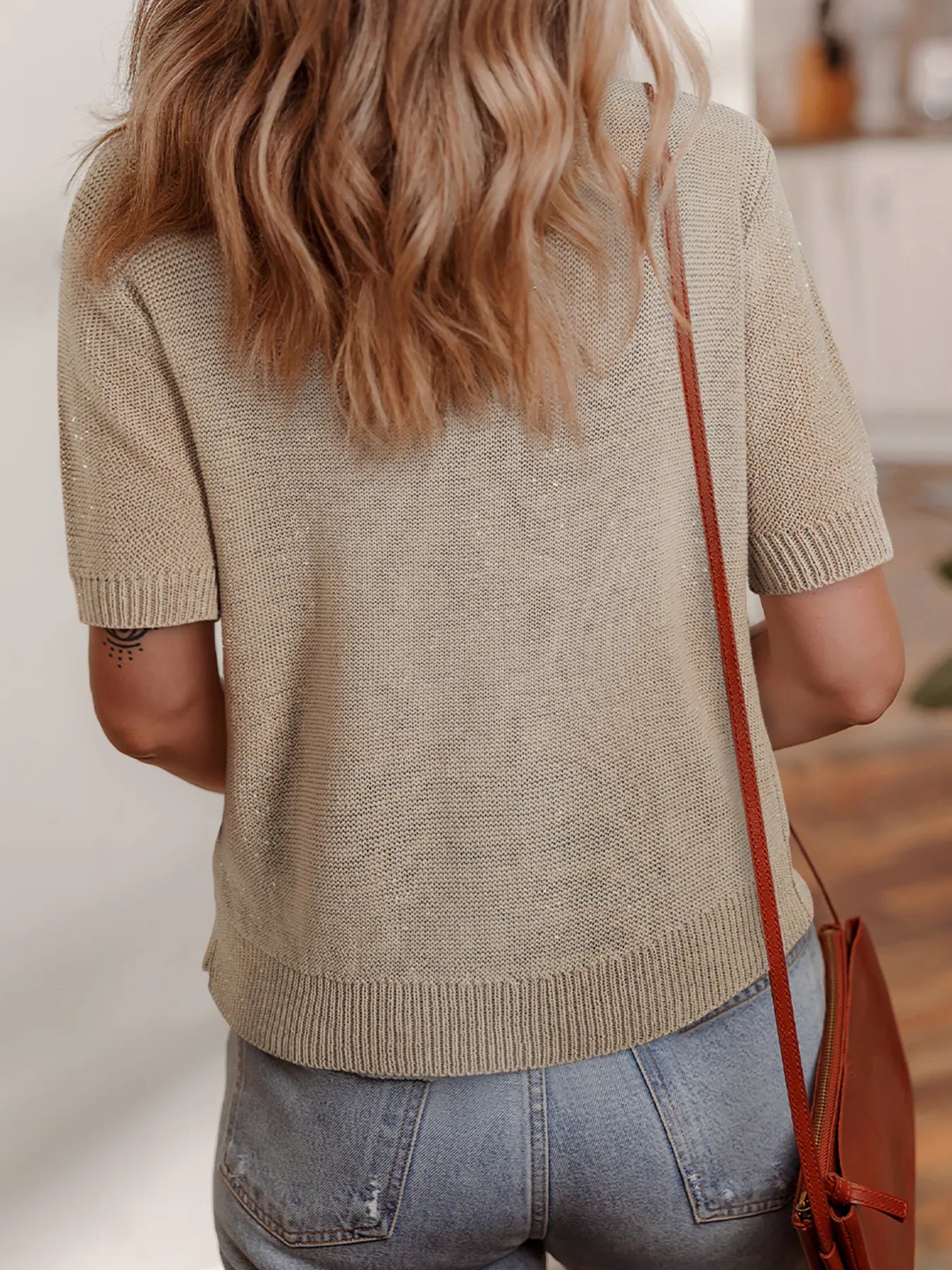 Shimmer Short Sleeve Sweater