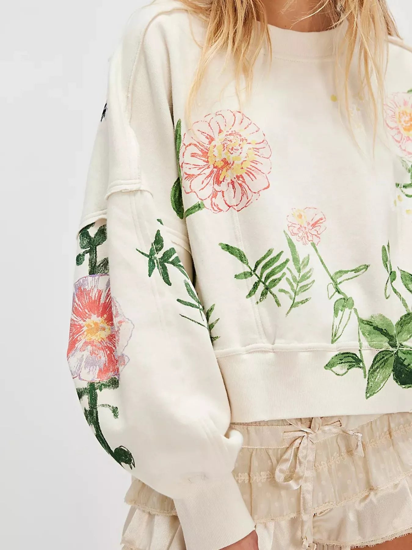 Painterly Floral Print Sweatshirt