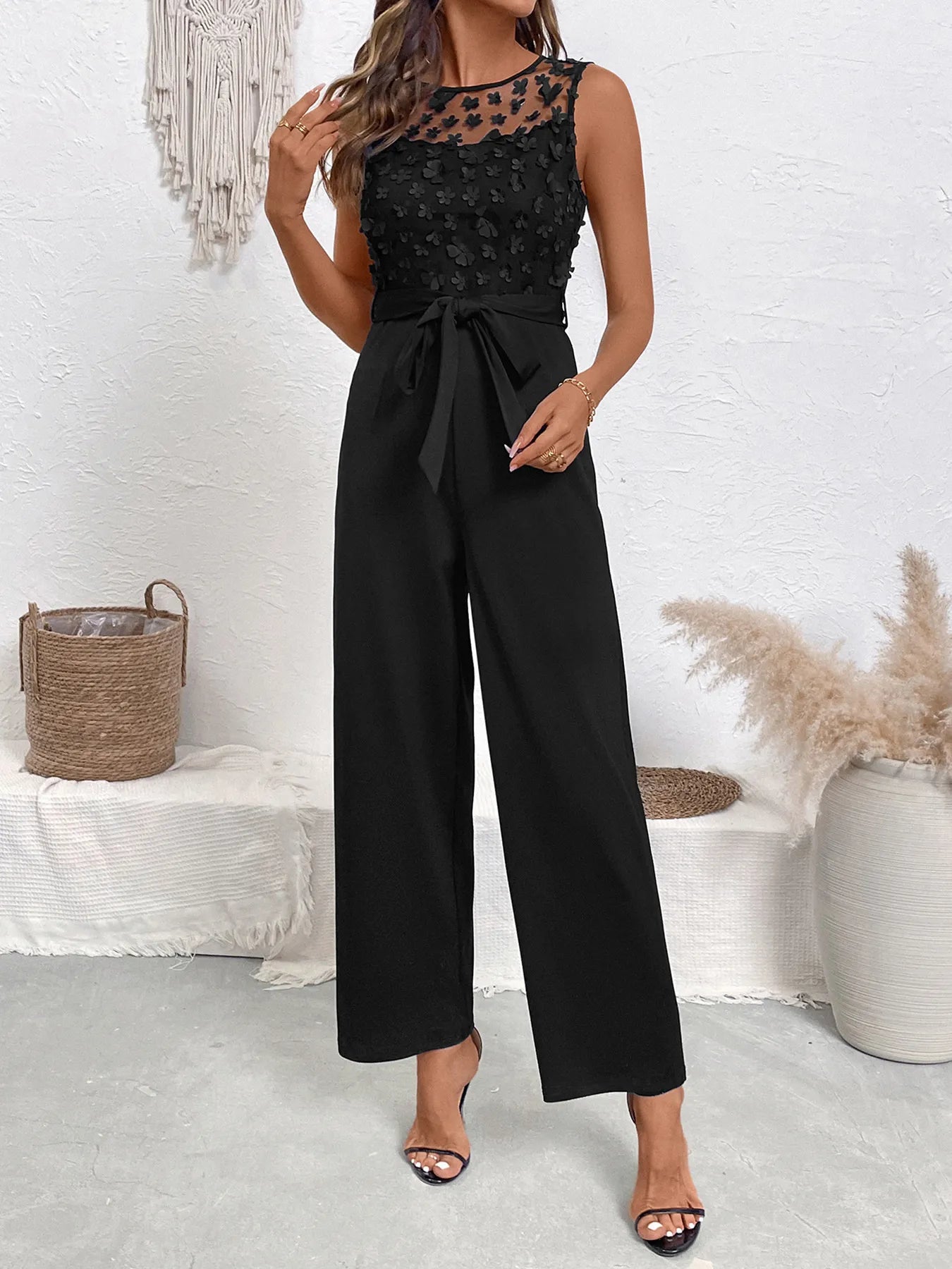 Flowers and Lace Wide Leg Jumpsuit