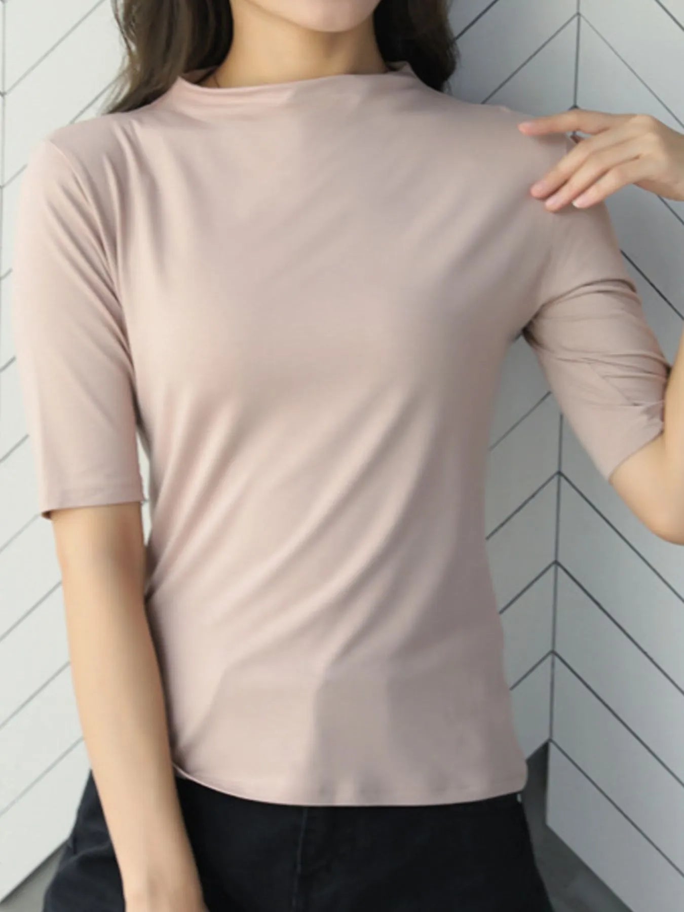 Women's Mock Neck Half Sleeve T-Shirt